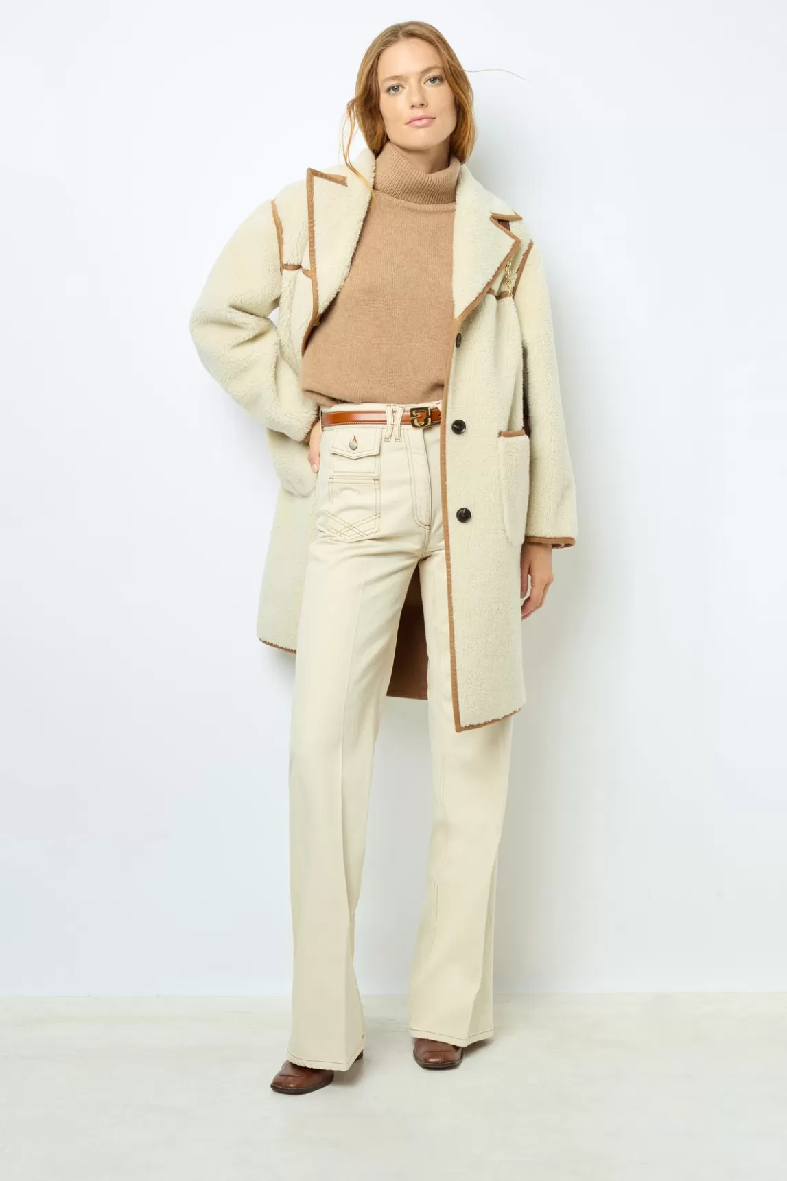 Best Gerard Darel ANNA - High-waisted wide-leg pants in jean Naturel