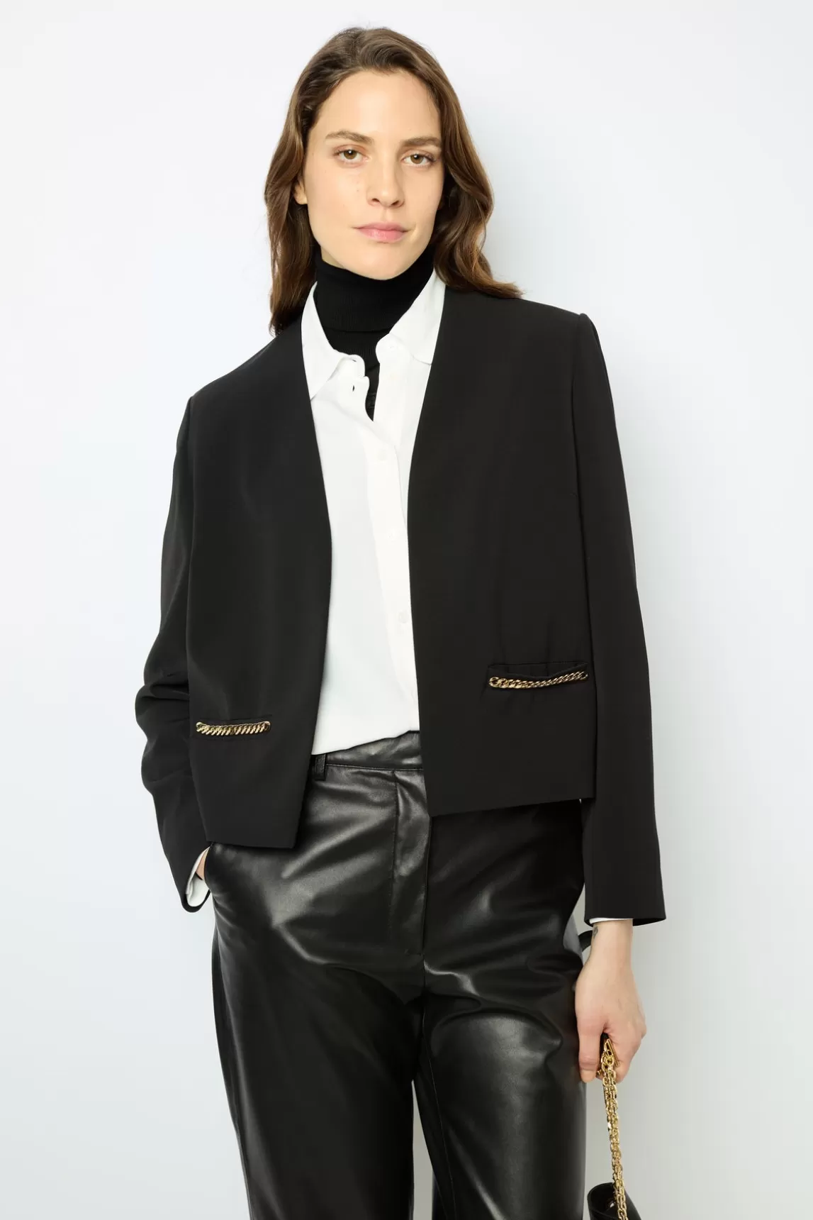 Shop Gerard Darel Black jacket with gold chains - MIRIELLE Noir