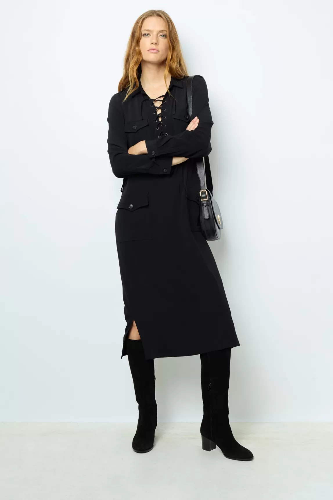 Discount Gerard Darel Black maxi dress with lace - SIRENA Noir