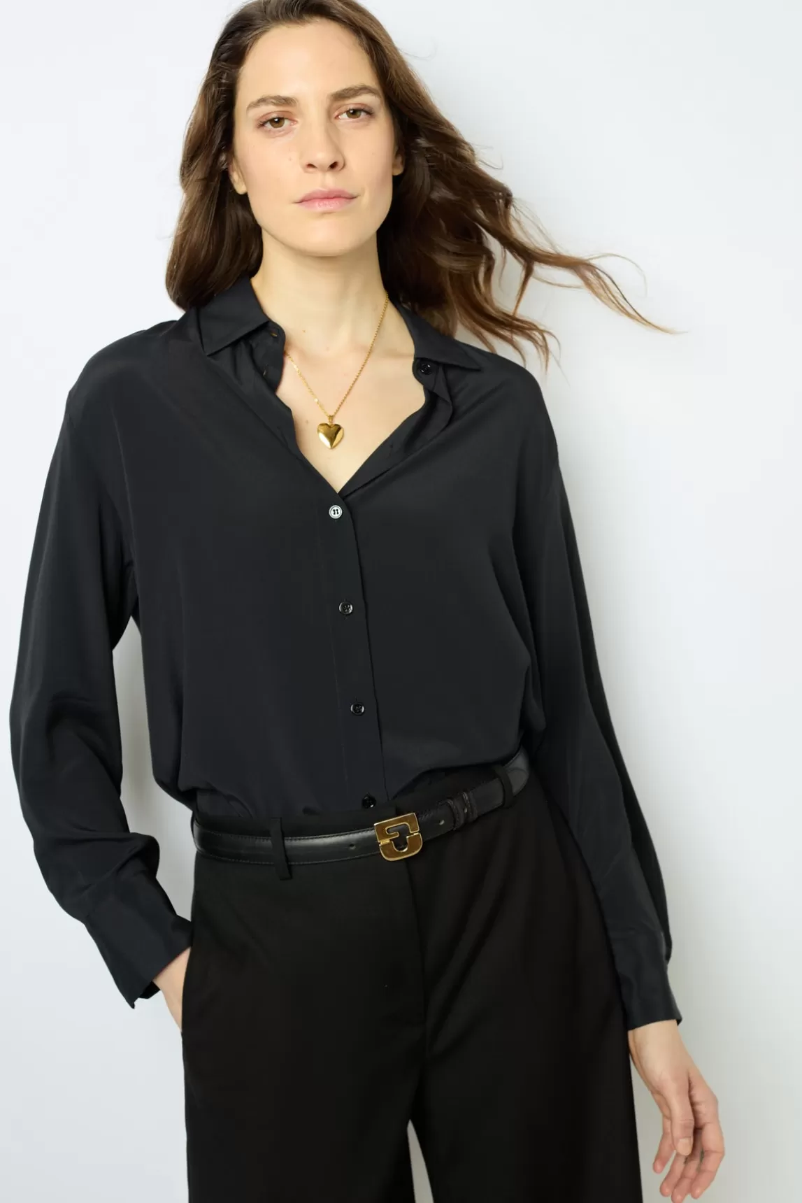 Shop Gerard Darel Black soft shirt - BEATA Noir