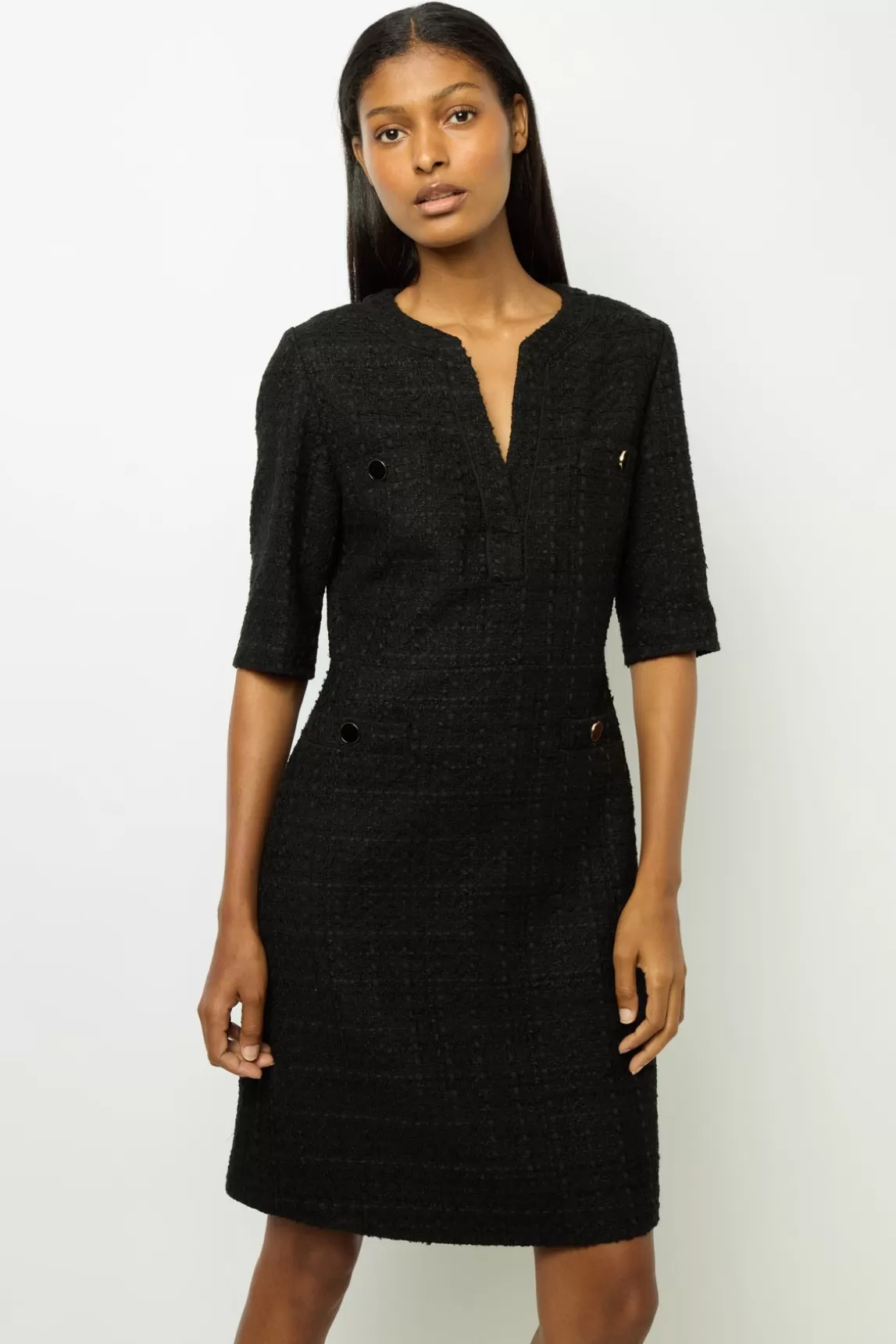 Best Sale Gerard Darel Black tweed mini dress - SALOME Noir