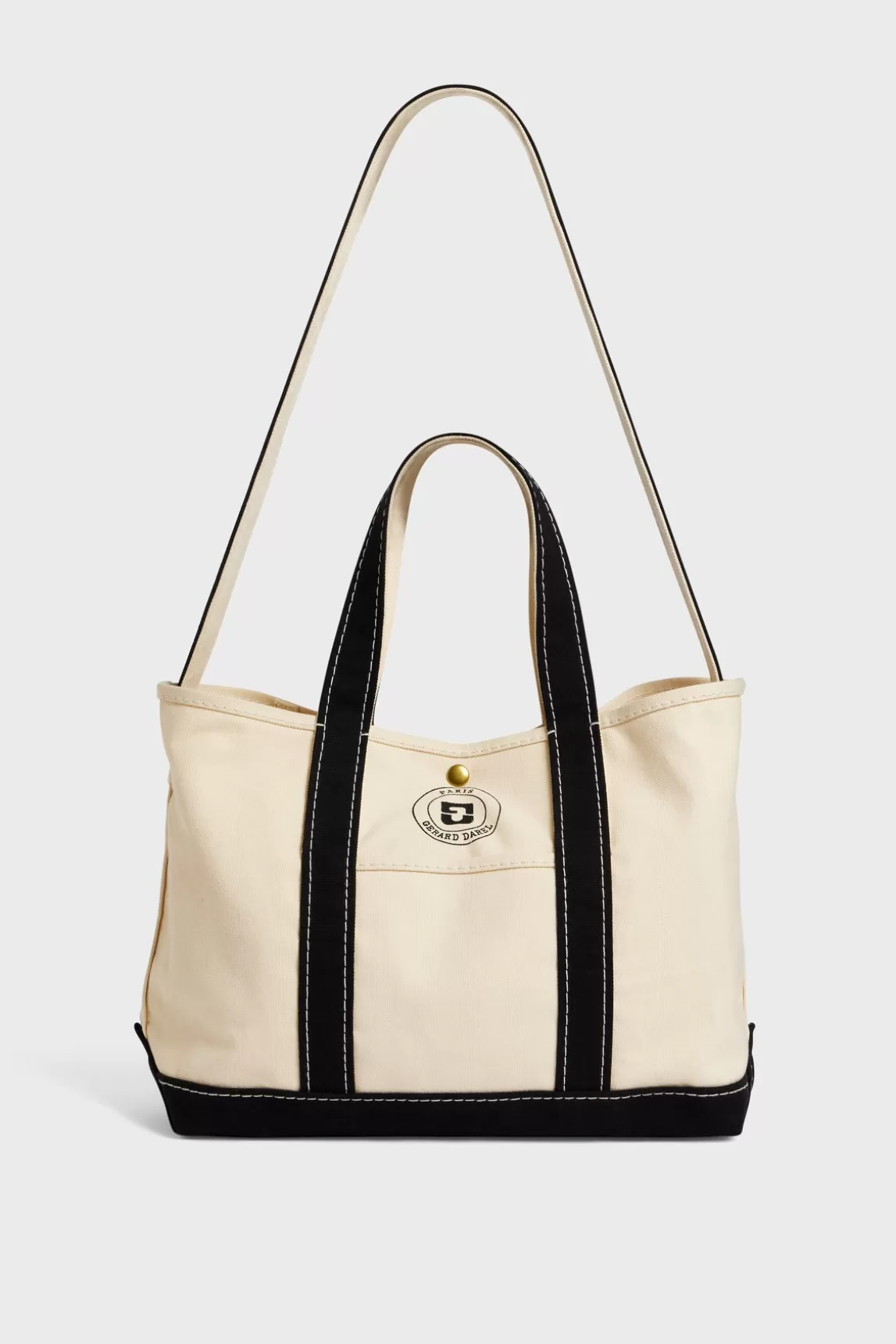 Cheap Gerard Darel Canvas shopping bag - LEON Ecru/noir