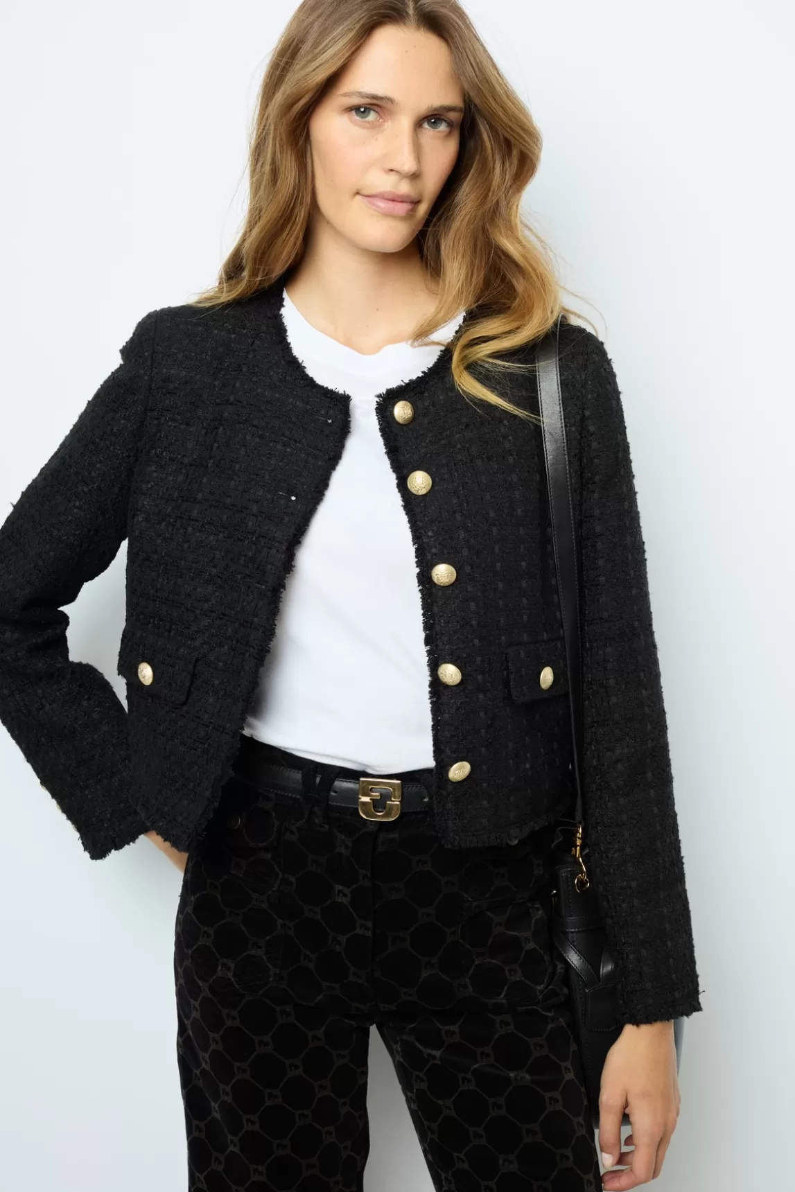 Sale Gerard Darel Collarless tweed jacket - MELISSA Noir