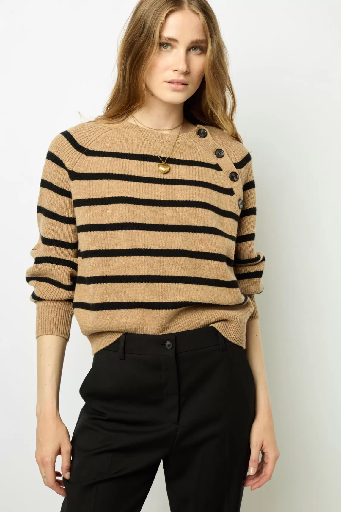 Best Gerard Darel Contrasting stripe sweater - JENNA Camel