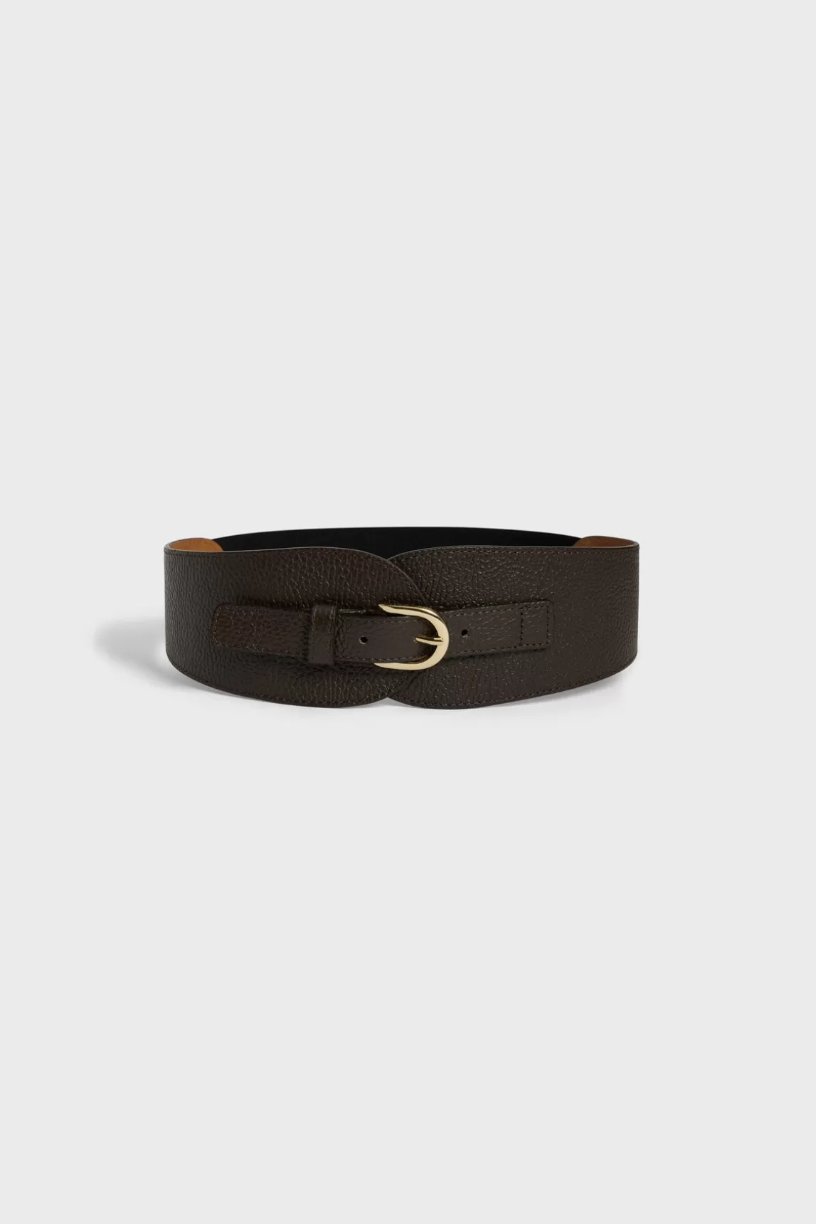 Online Gerard Darel Corseted belt in leather - OLYMPE Coffee