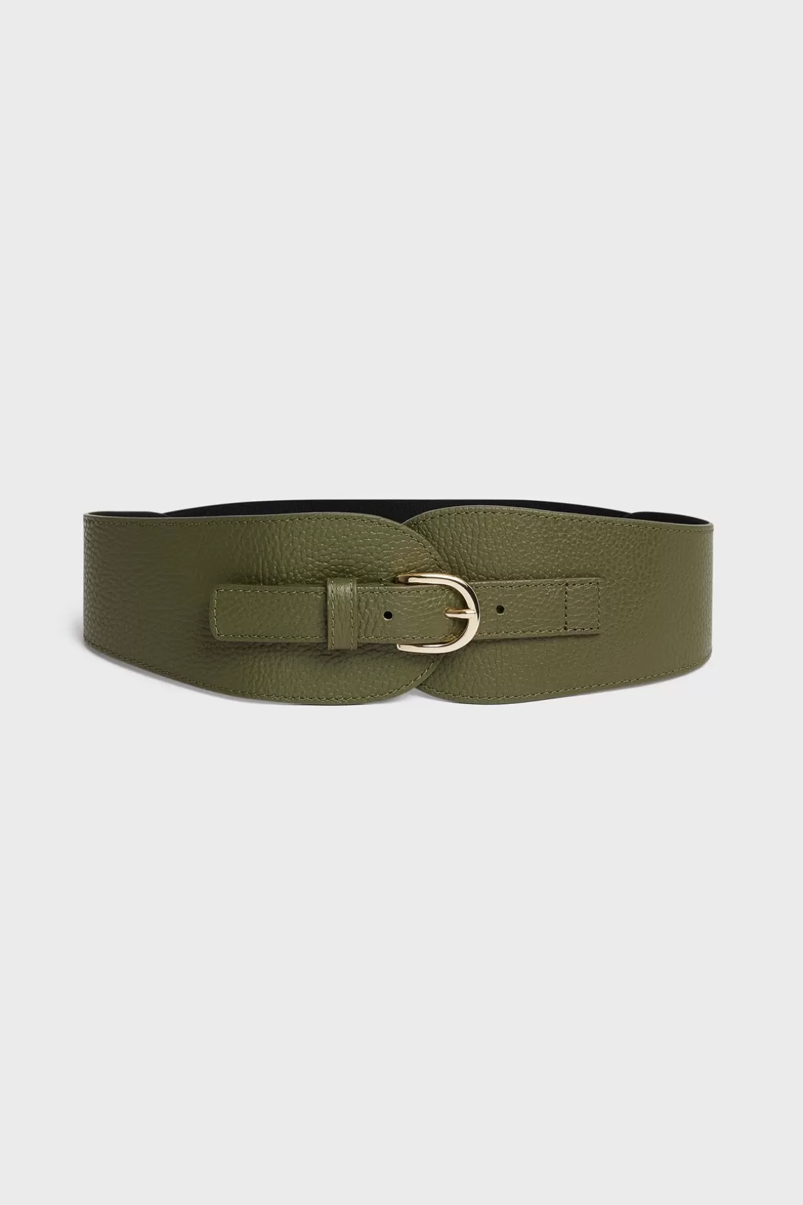 Clearance Gerard Darel Corseted belt in leather - OLYMPE Kaki