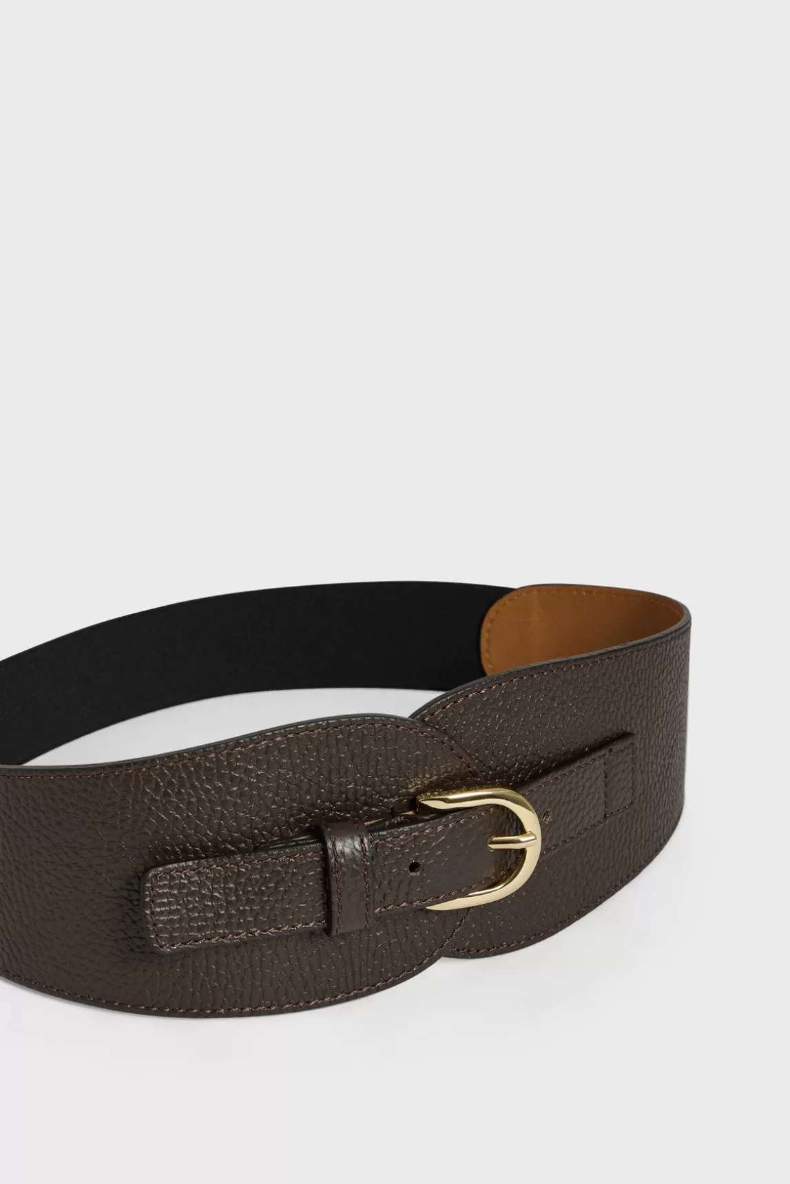 Online Gerard Darel Corseted belt in leather - OLYMPE Coffee