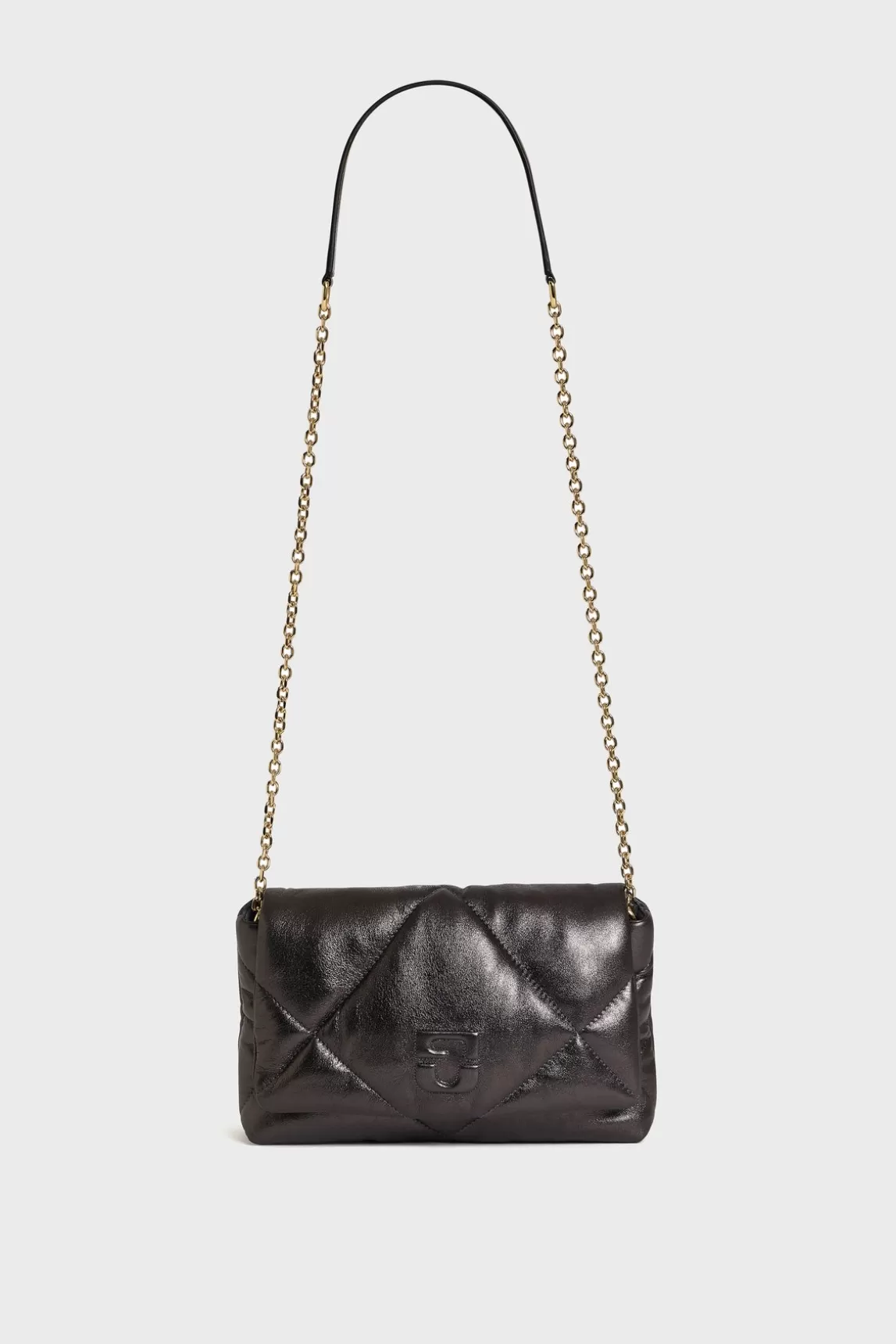 New Gerard Darel Crossbody bag in quilted metallized leather - LE FANNY Asphalte