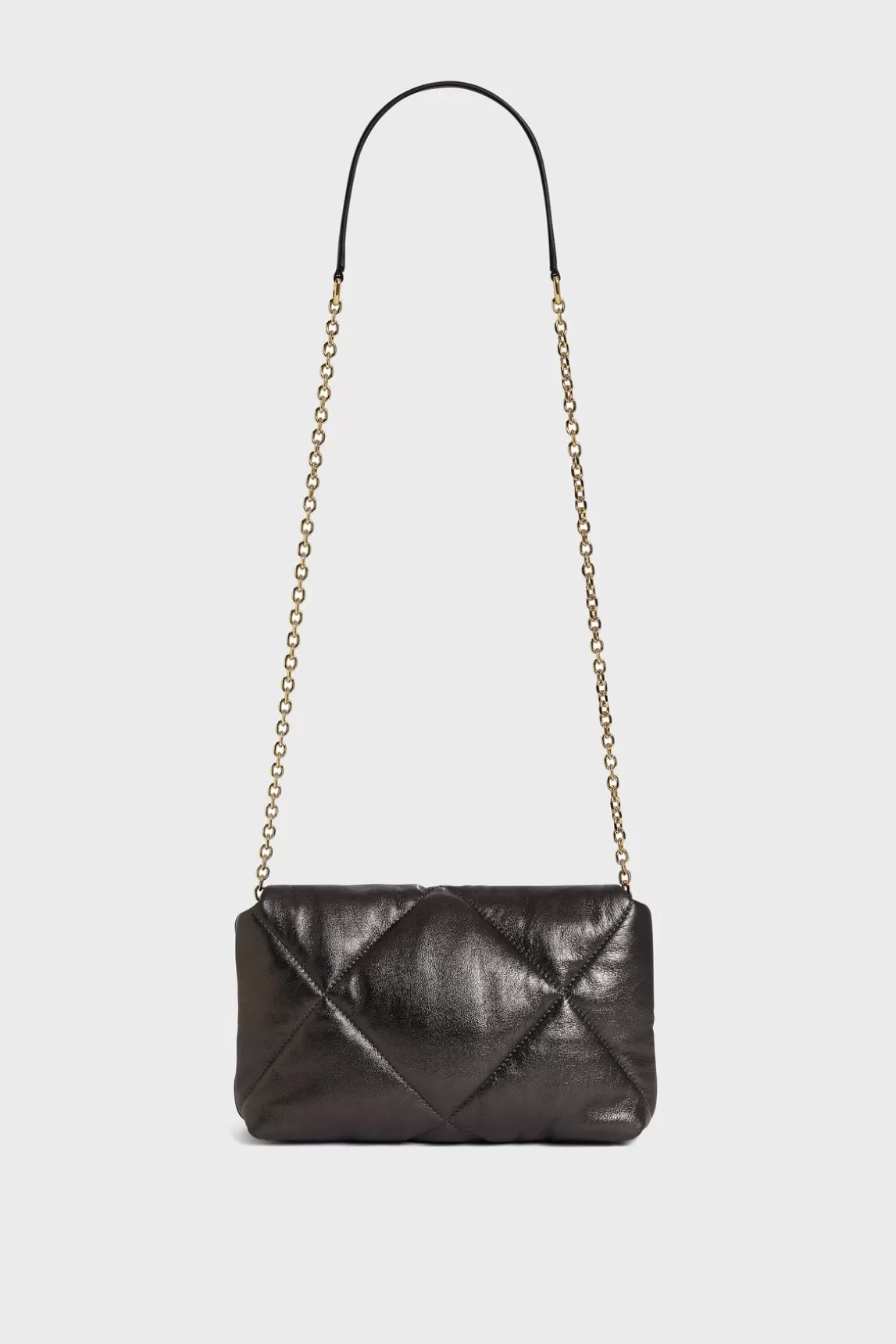 New Gerard Darel Crossbody bag in quilted metallized leather - LE FANNY Asphalte