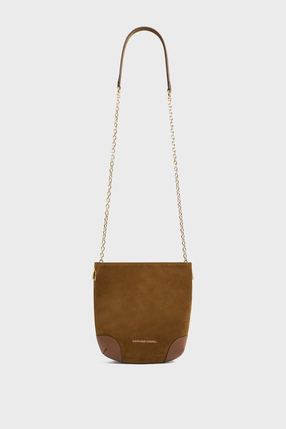 Flash Sale Gerard Darel Crossbody bag in suede leather - LE MINI CHARLOTTE Ambre