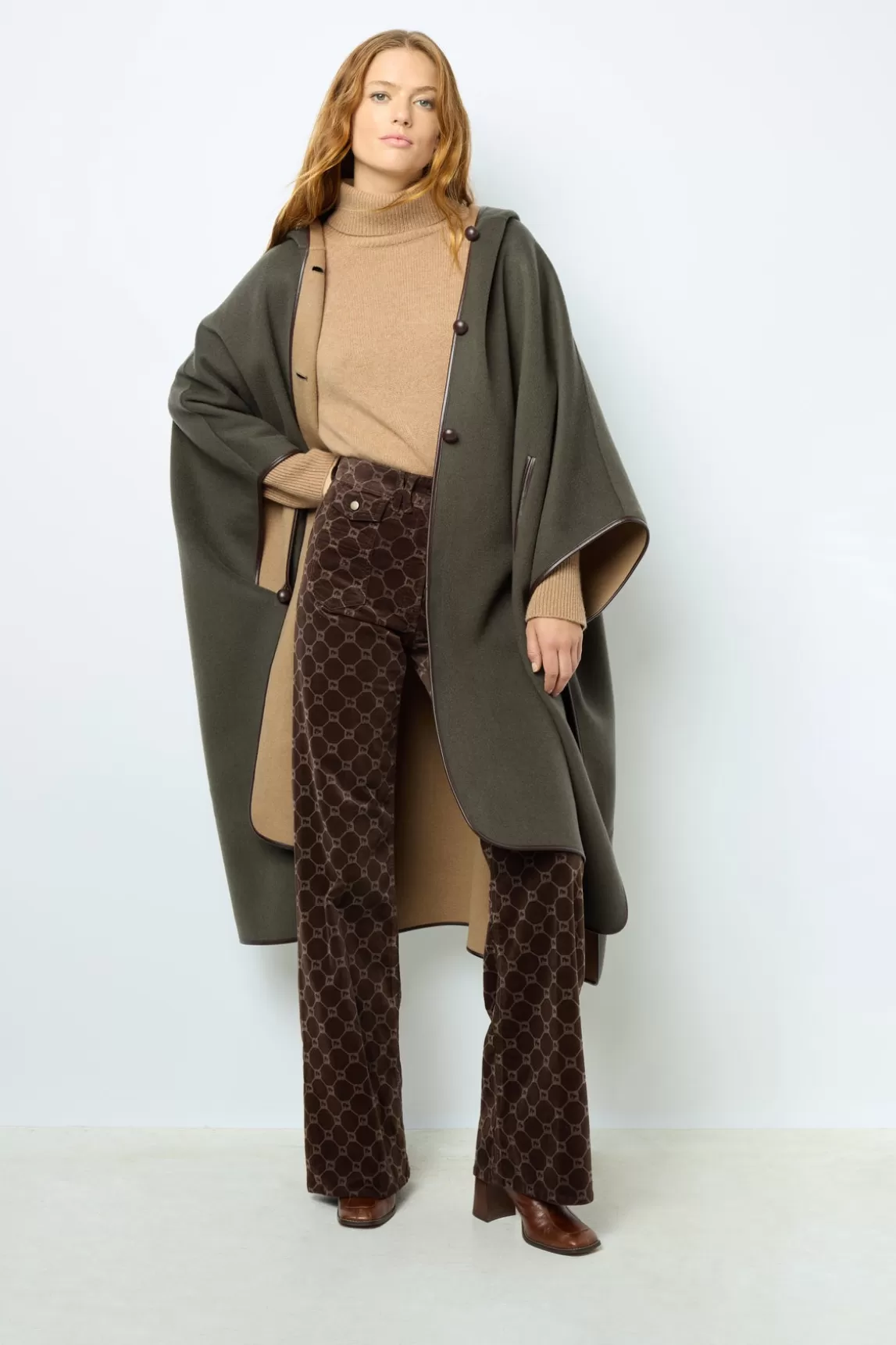 Online Gerard Darel Double-face wool hooded cape - LUDMILLA VertKaki