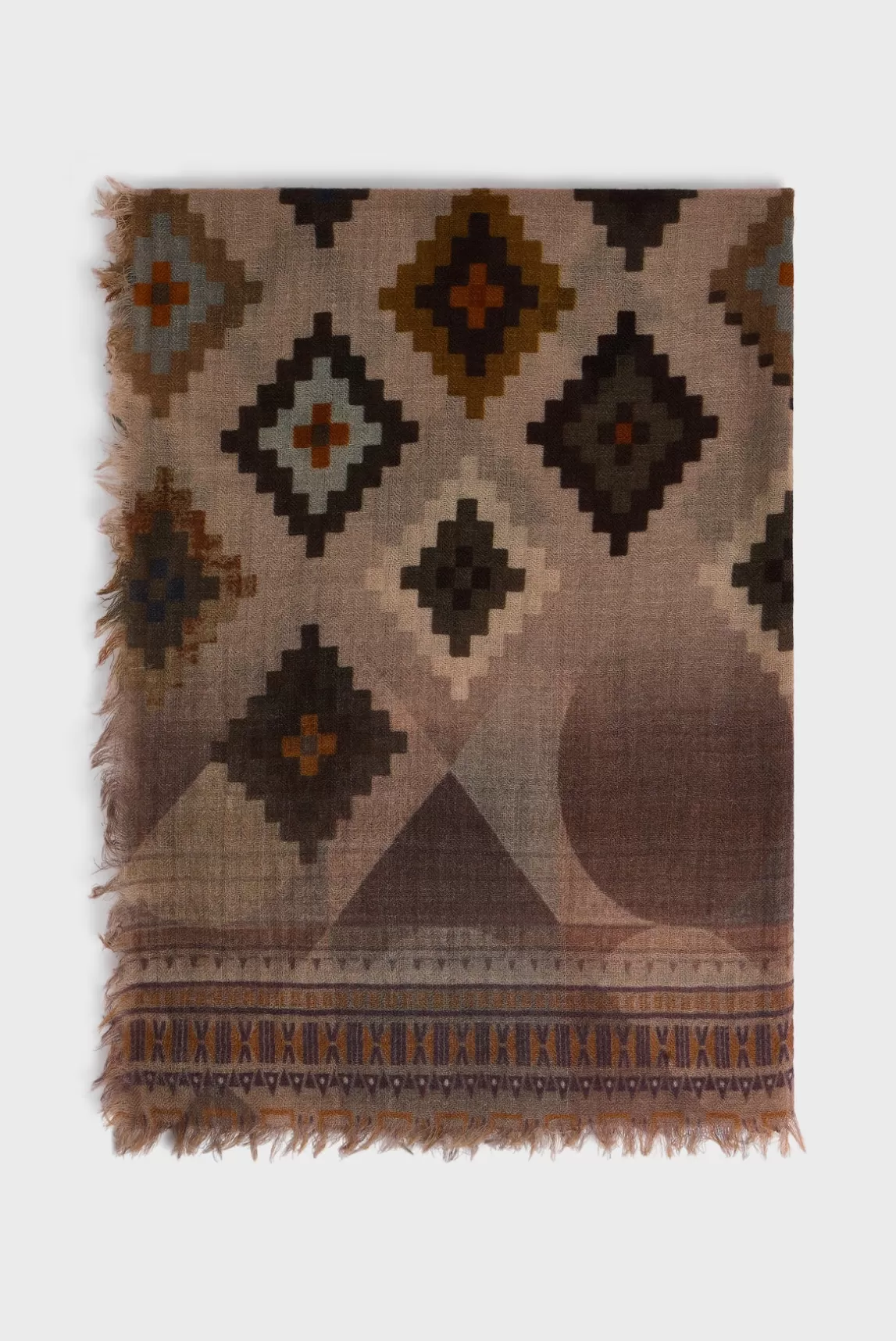 Shop Gerard Darel Ethnic print wool scarf - DINA Sable