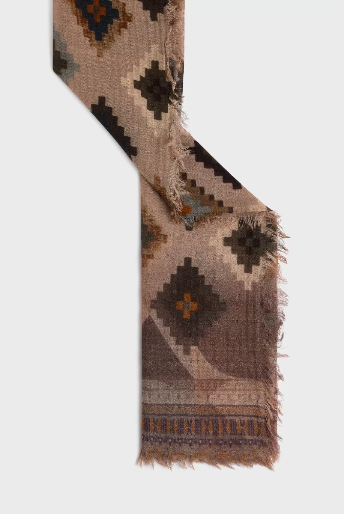 Shop Gerard Darel Ethnic print wool scarf - DINA Sable