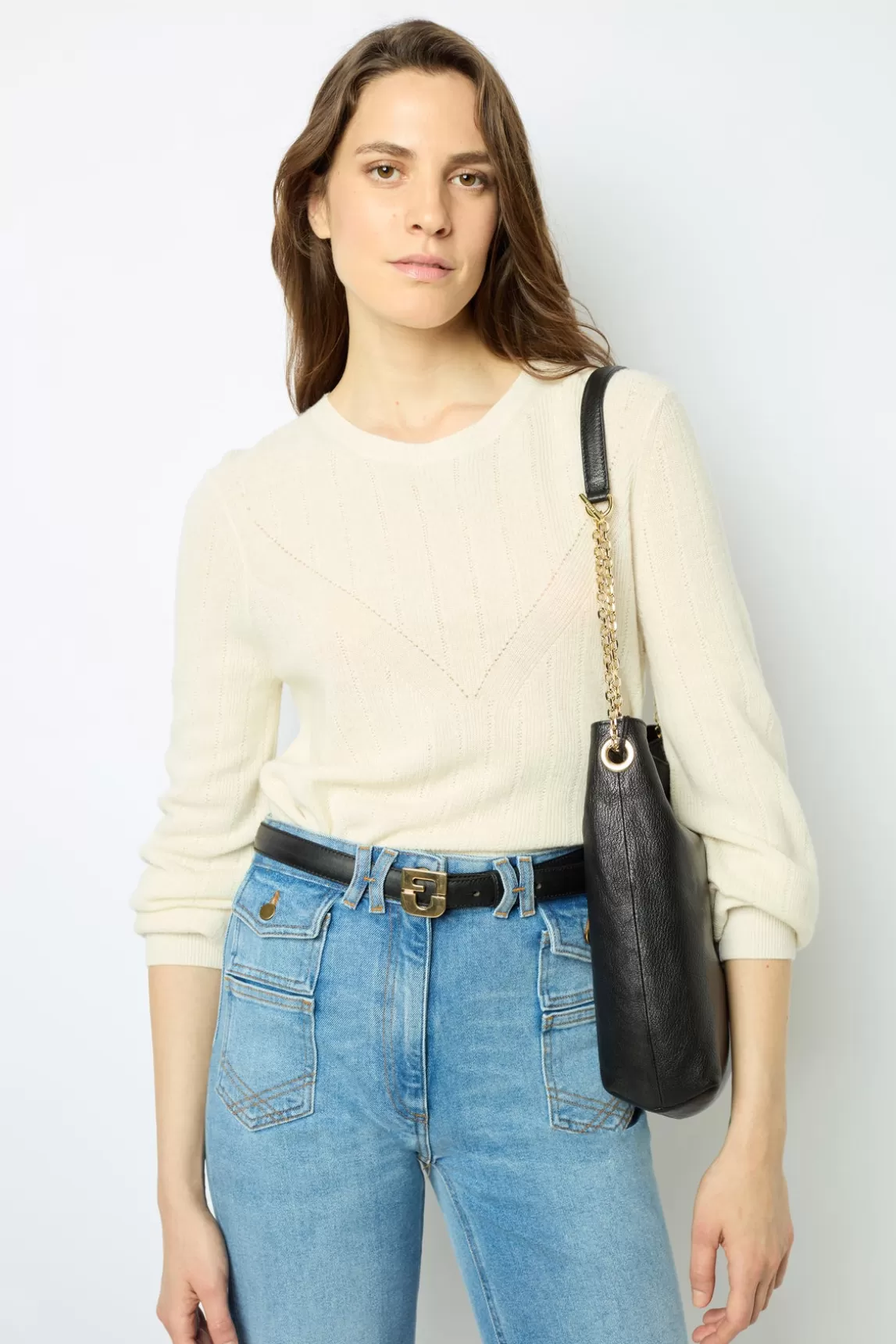 Discount Gerard Darel Fine knit wool round neck sweater - JANINE Ecru