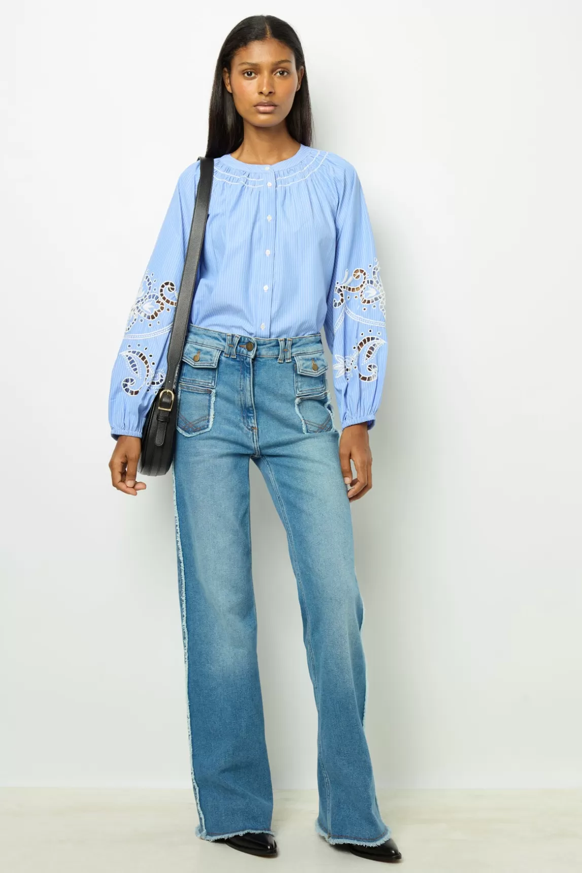 Sale Gerard Darel Flared jeans with fringes - ANNA Nuage