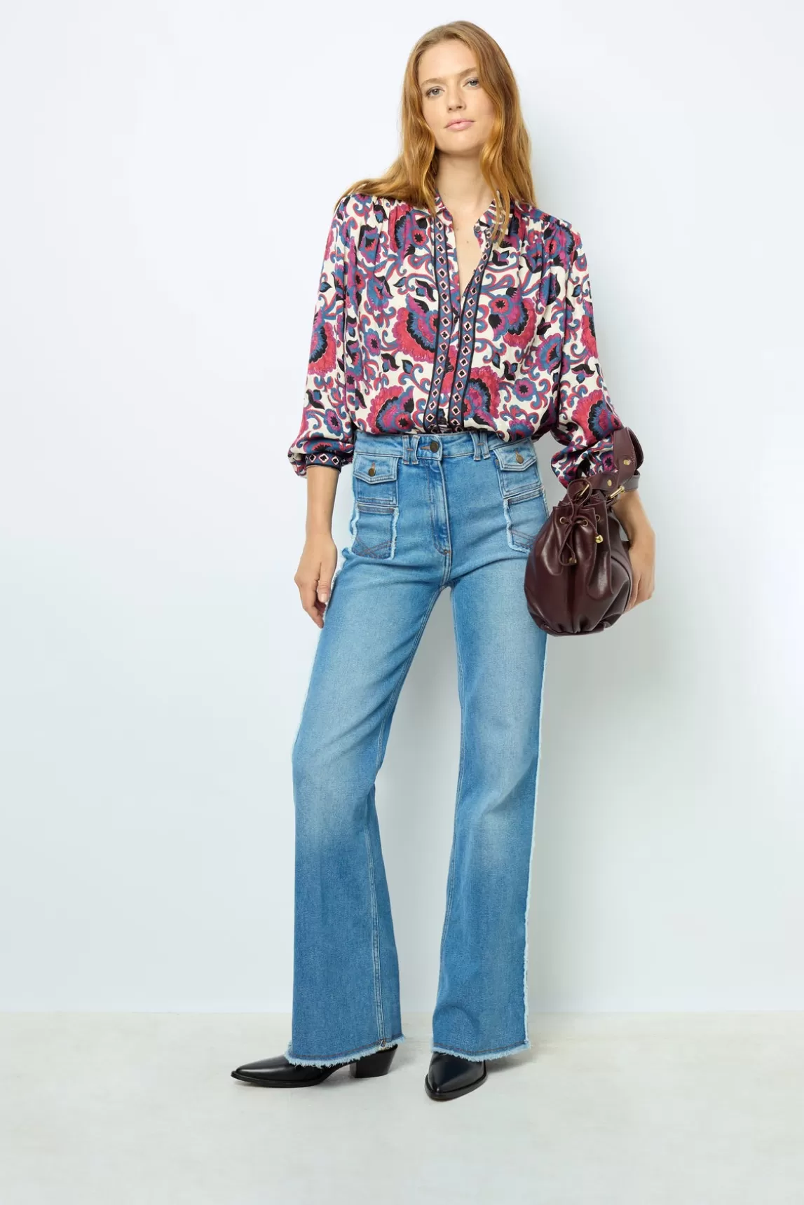 Cheap Gerard Darel Flared jeans with fringes - ANNA Naturel