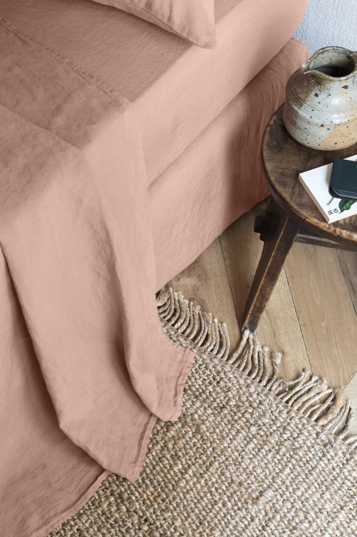 Store Gerard Darel Flat washed linen sheet - antique rose Oldrose