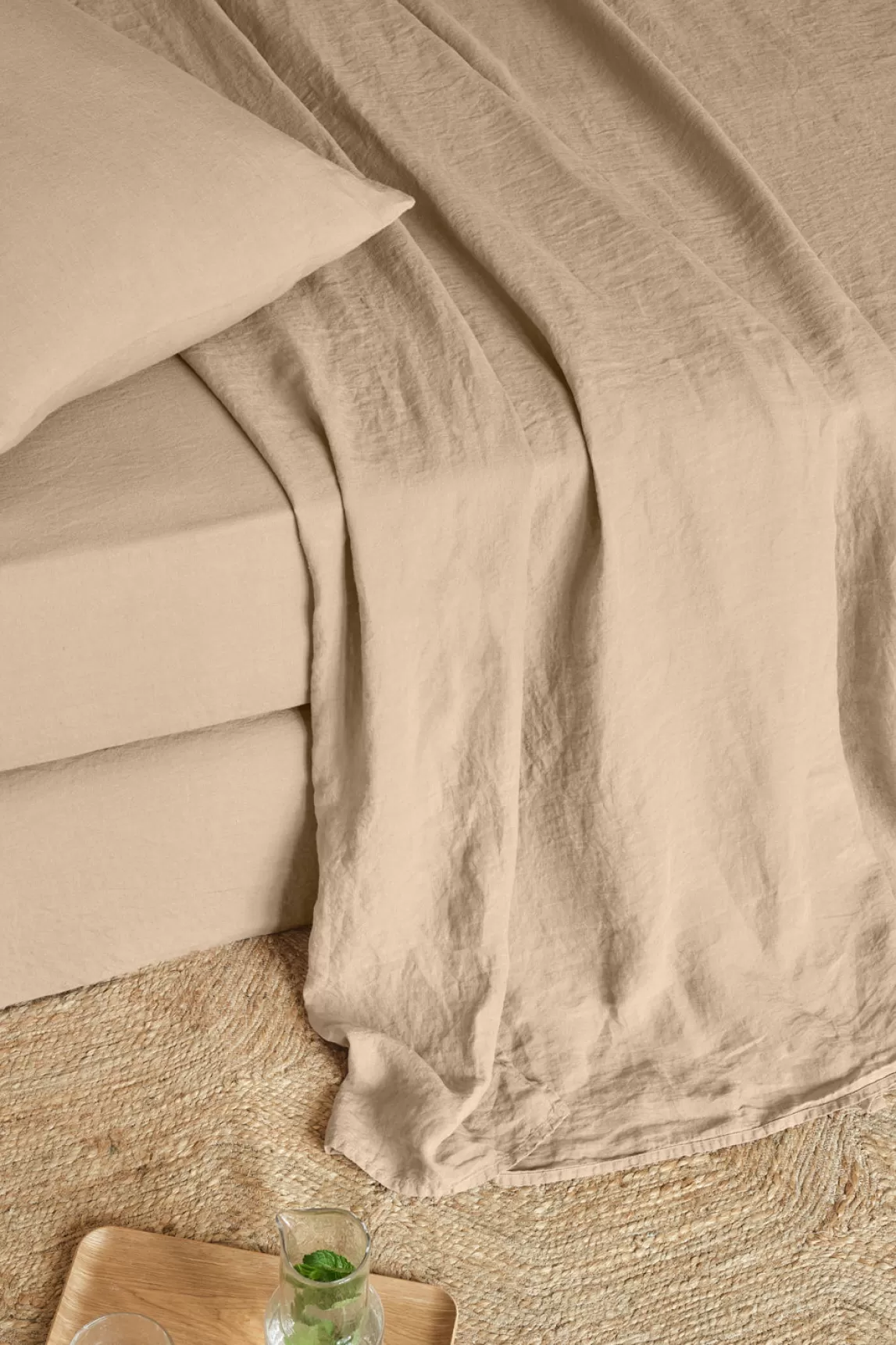 Best Gerard Darel Flat washed linen sheet - light brown Lightbrown