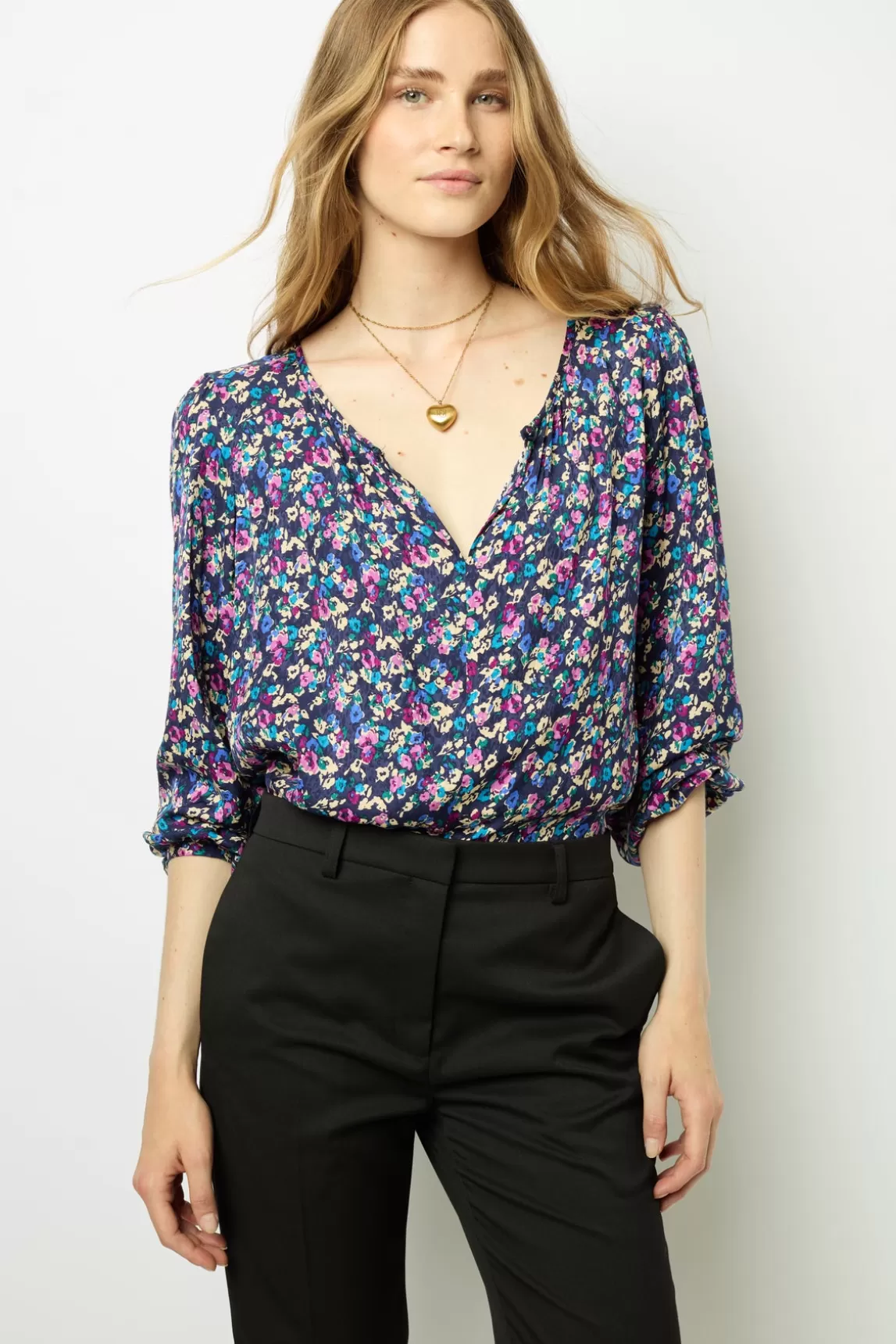 Store Gerard Darel Floral jacquard blouse - BRITTANIA Marine