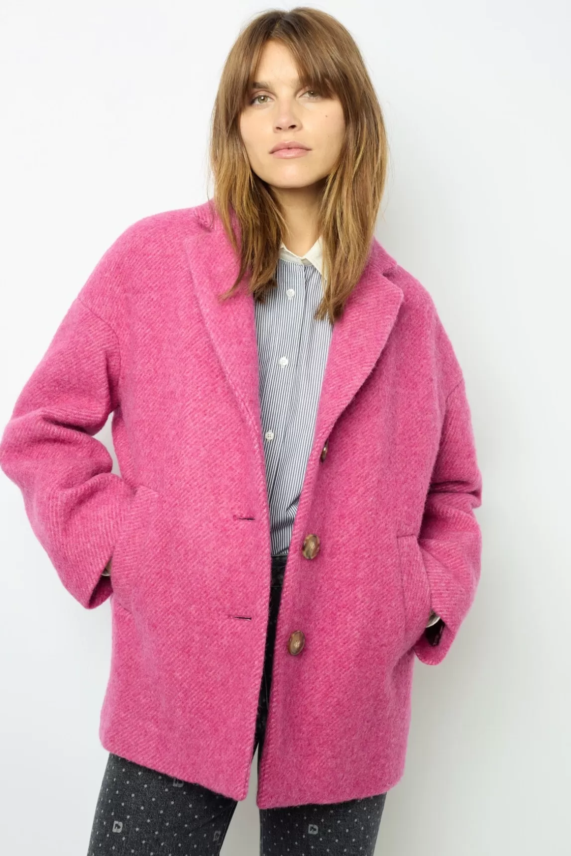 Hot Gerard Darel Fuchsia pink short coat - LINETTE Rose