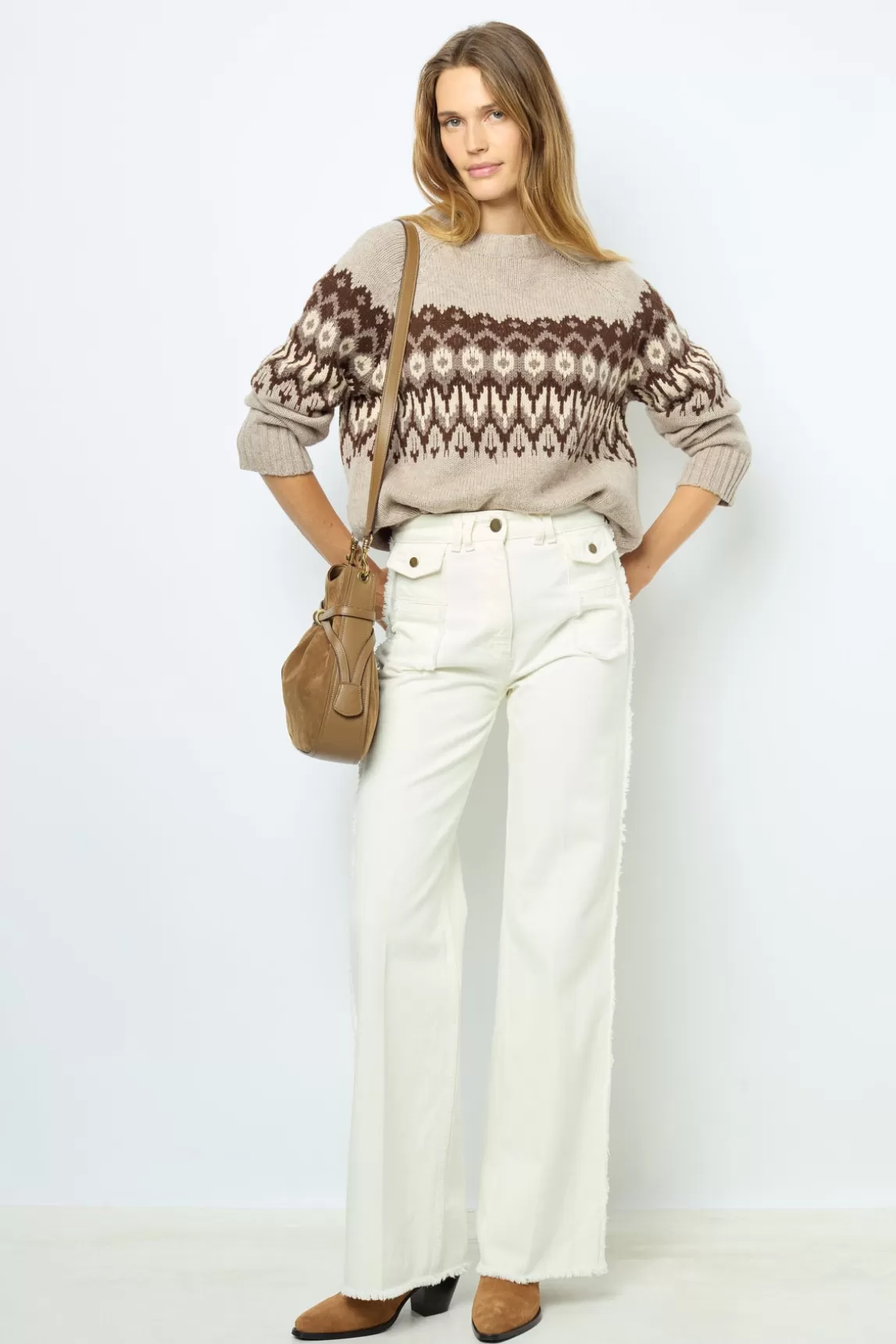 Sale Gerard Darel Geometric wool sweater - JANINA Ecru