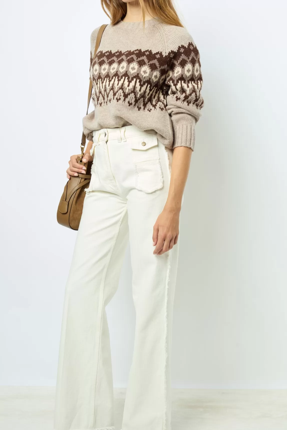 Sale Gerard Darel Geometric wool sweater - JANINA Ecru