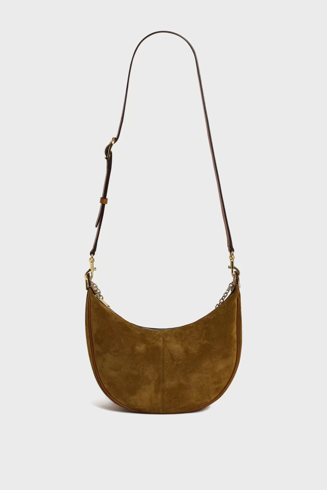 Sale Gerard Darel Half-moon bag in suede leather - LE SUZANNE Ambre