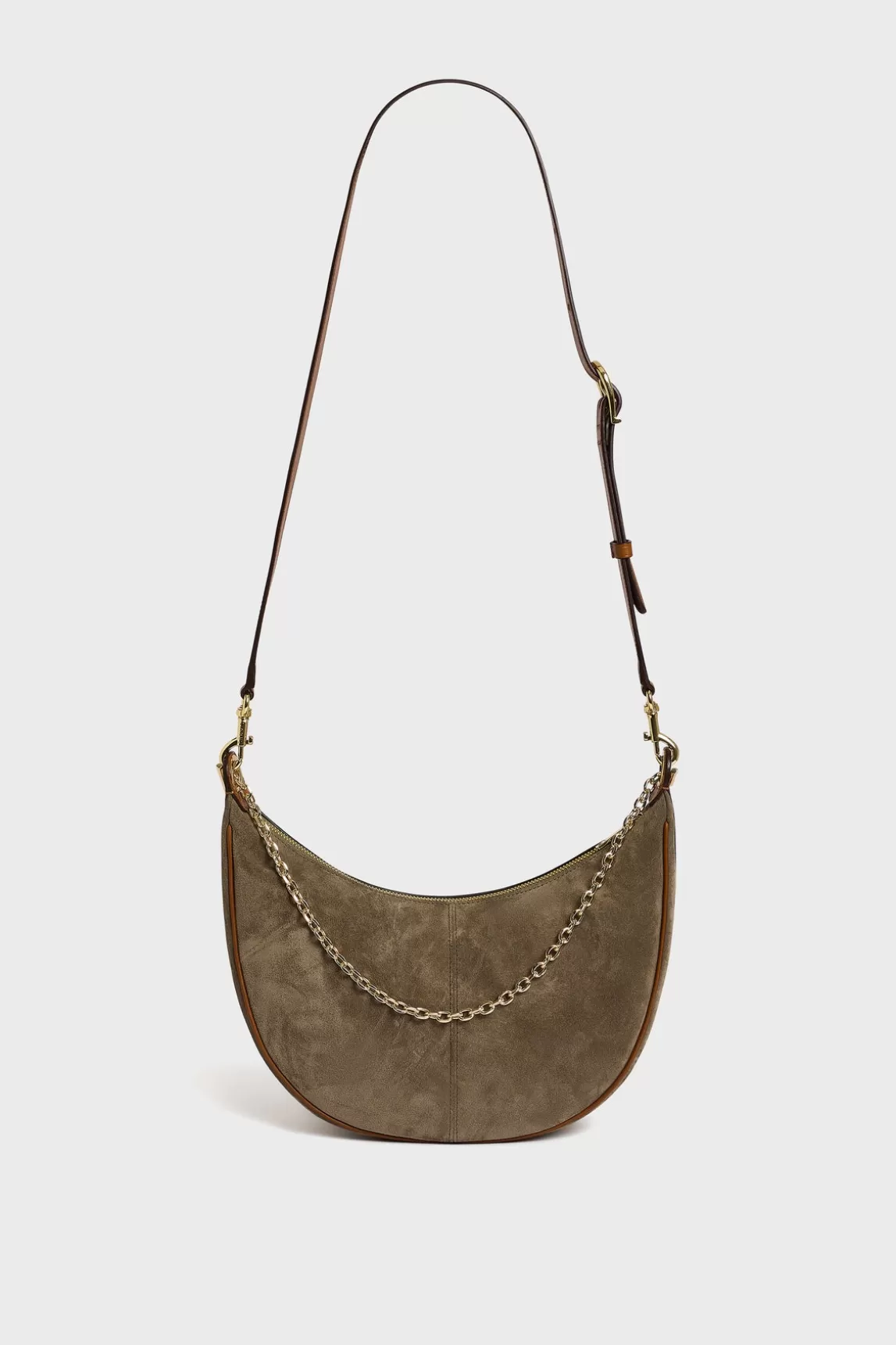 Best Gerard Darel Half-moon bag in suede leather - LE SUZANNE Olivier