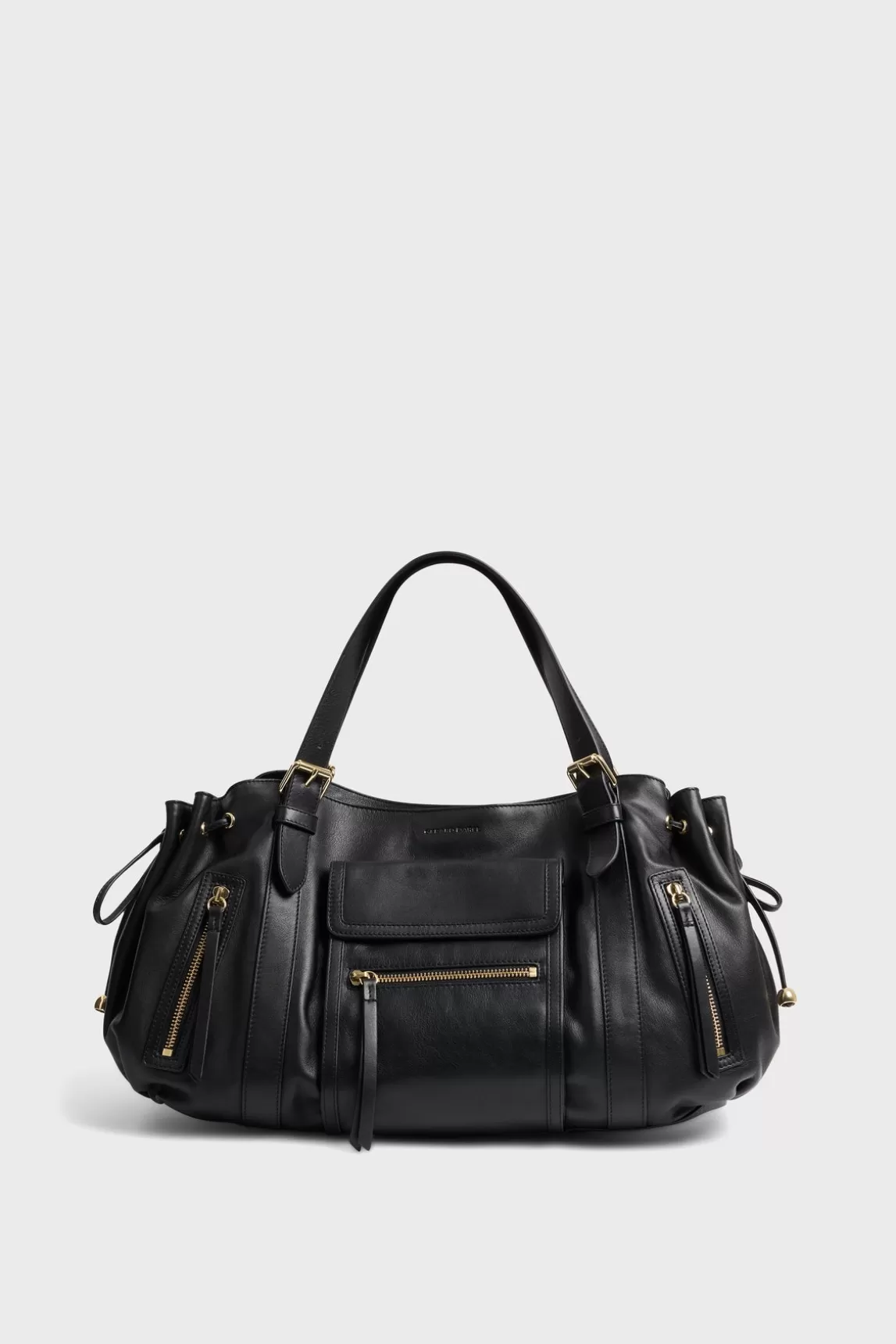 New Gerard Darel Handbag in leather with zipped pocket - ST GERMAIN Black