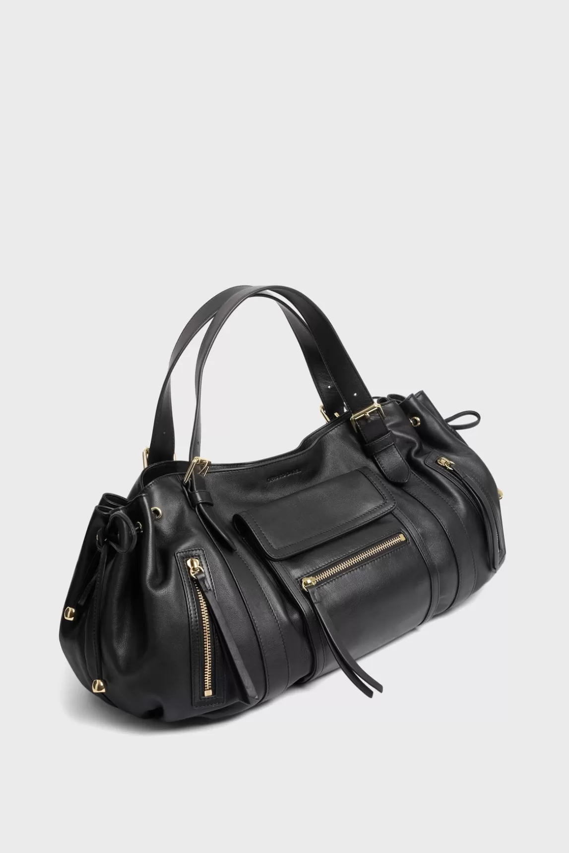 New Gerard Darel Handbag in leather with zipped pocket - ST GERMAIN Black