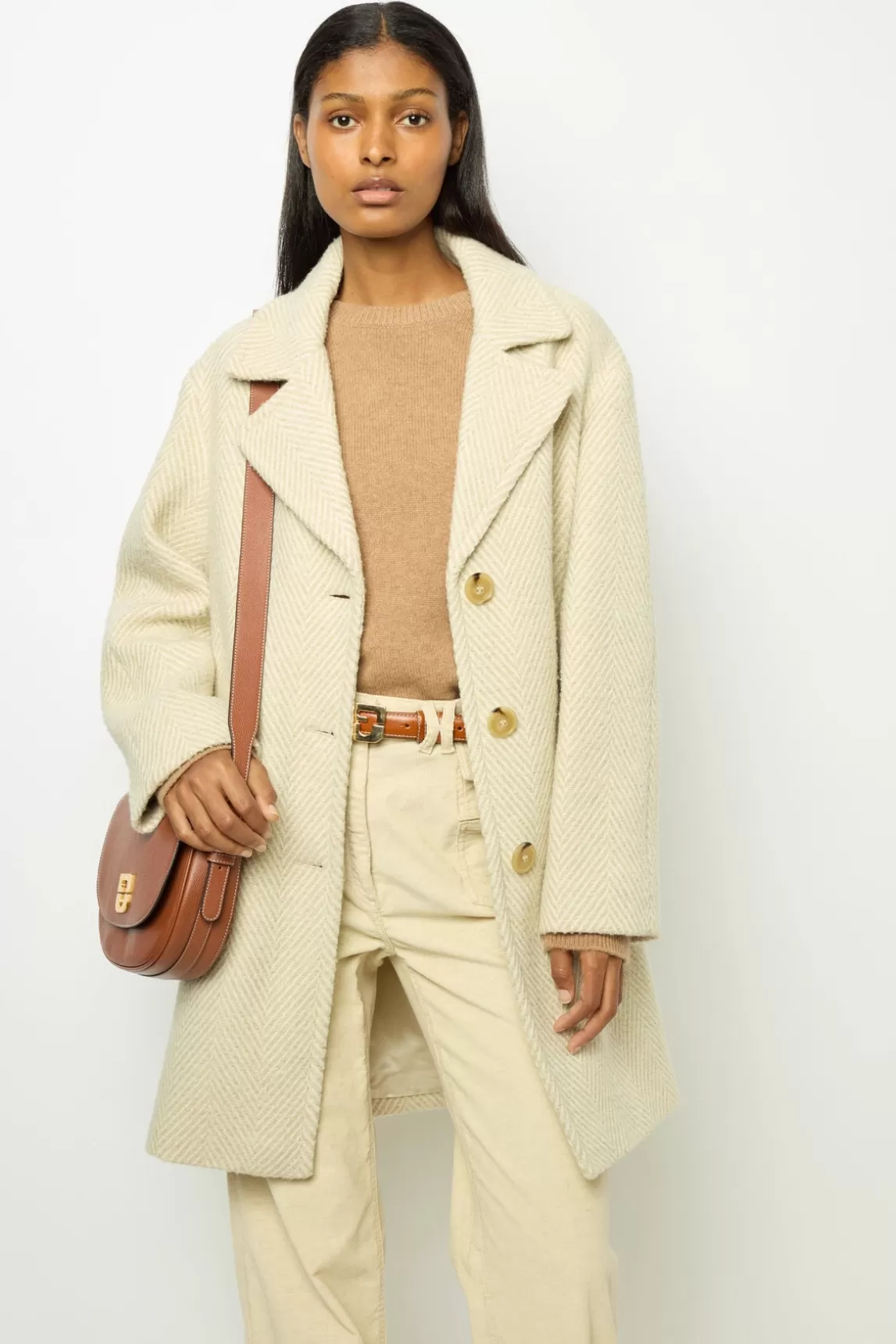 Best Gerard Darel Herringbone loose coat - LEONETTE Naturel