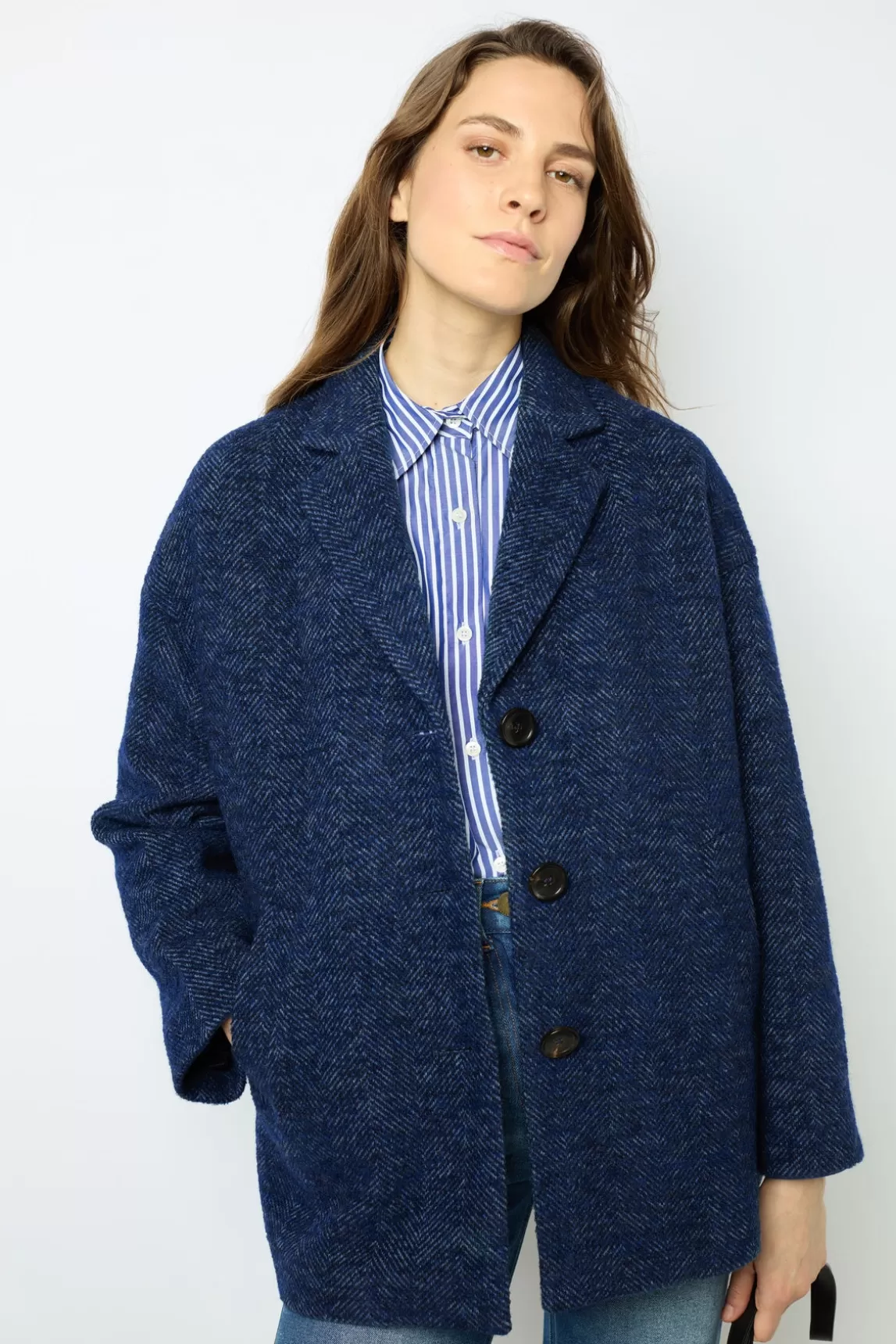 Hot Gerard Darel Herringbone short coat - LEDA Indigo