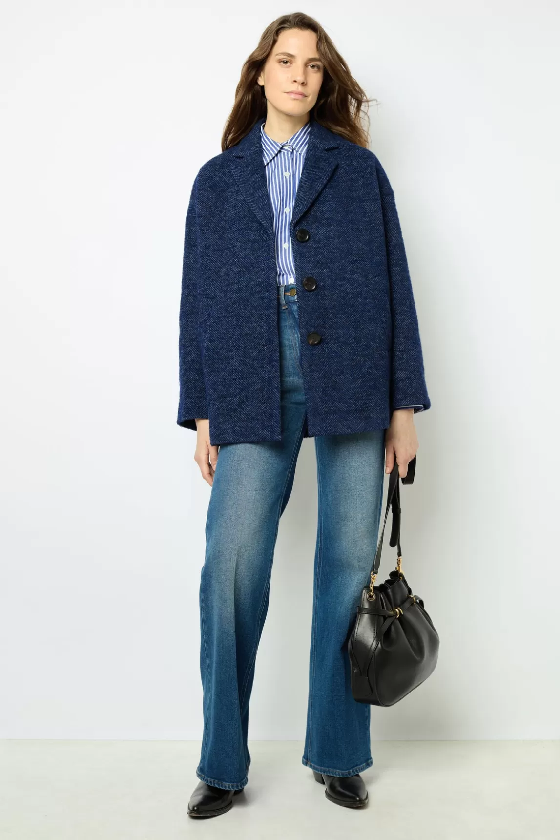 Hot Gerard Darel Herringbone short coat - LEDA Indigo