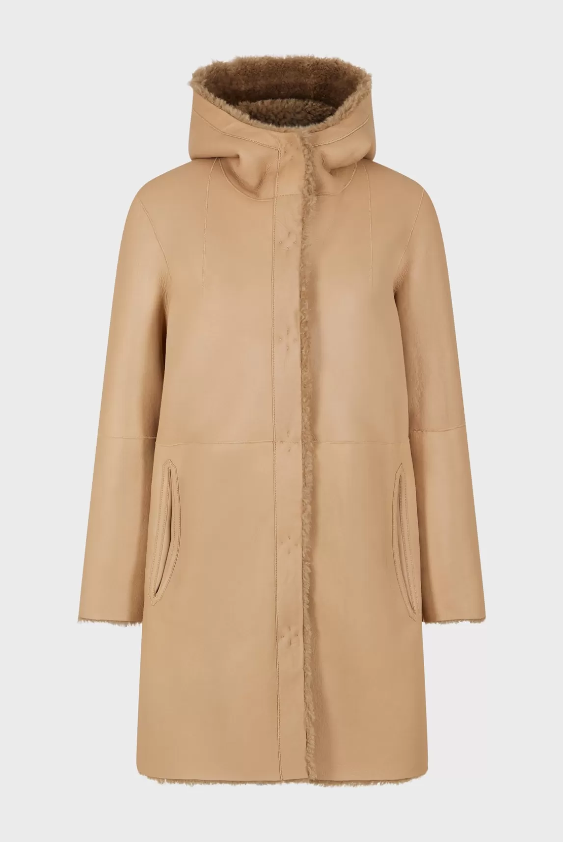 Discount Gerard Darel Hooded shearling straight coat - LELIE Sable