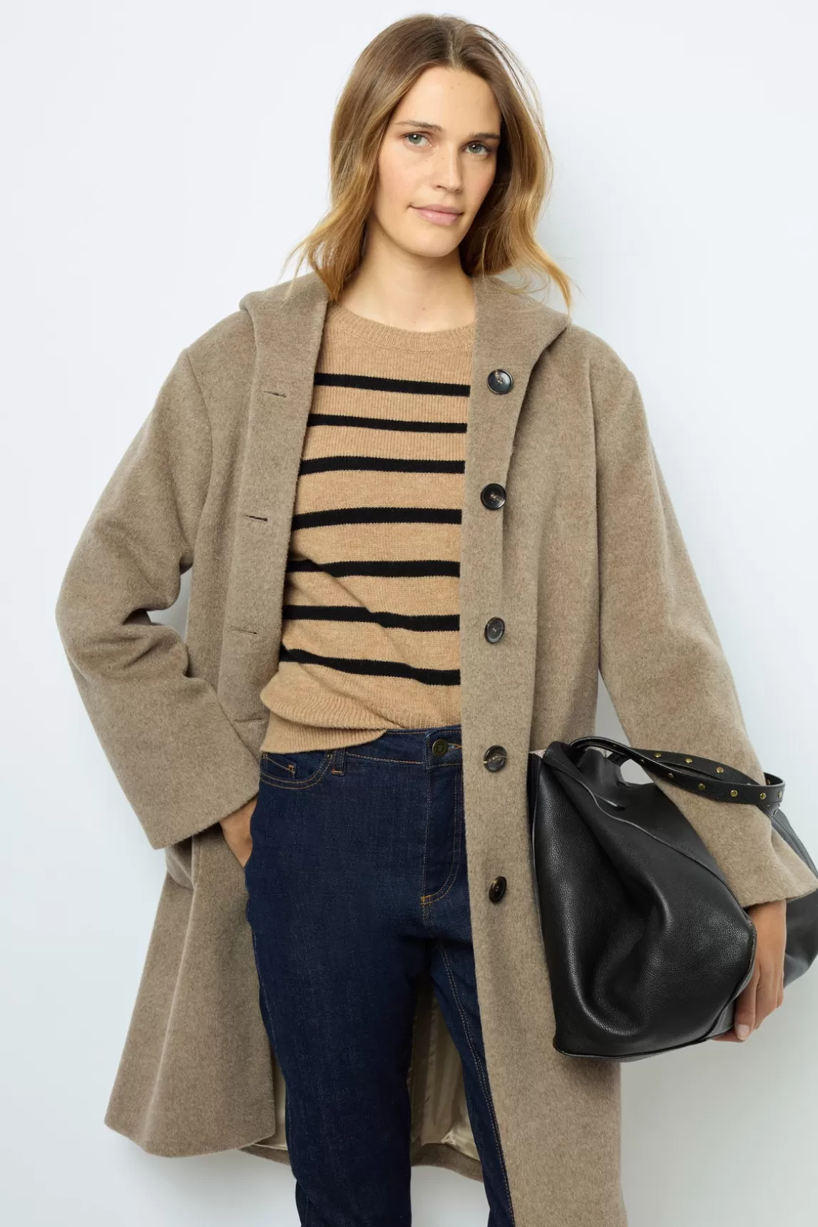 Cheap Gerard Darel Hooded, straight cut wool and angora coat - LANELLE Muscade