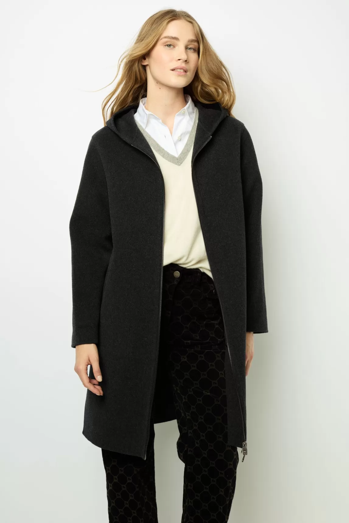 Store Gerard Darel Hooded wool coat - LANDIE anthracite