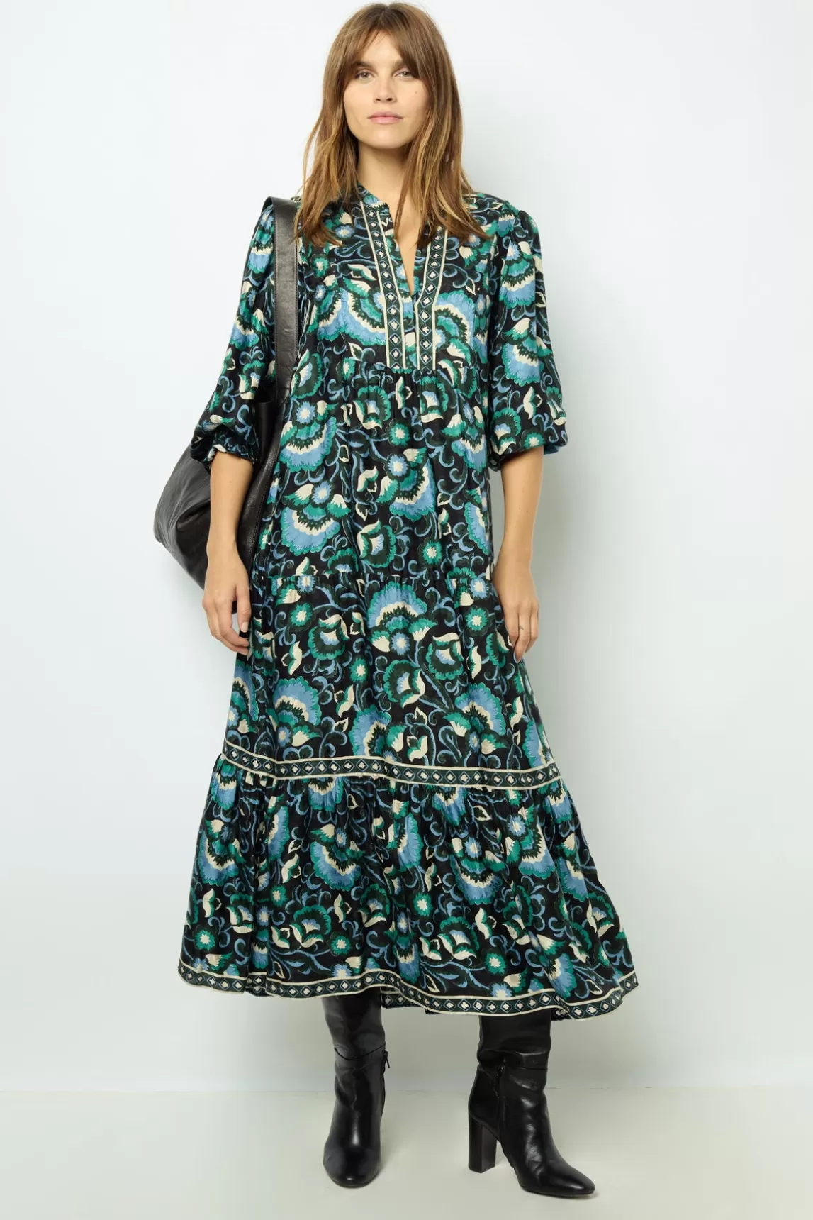 Store Gerard Darel Jacquard print midi dress - SANDA Vert