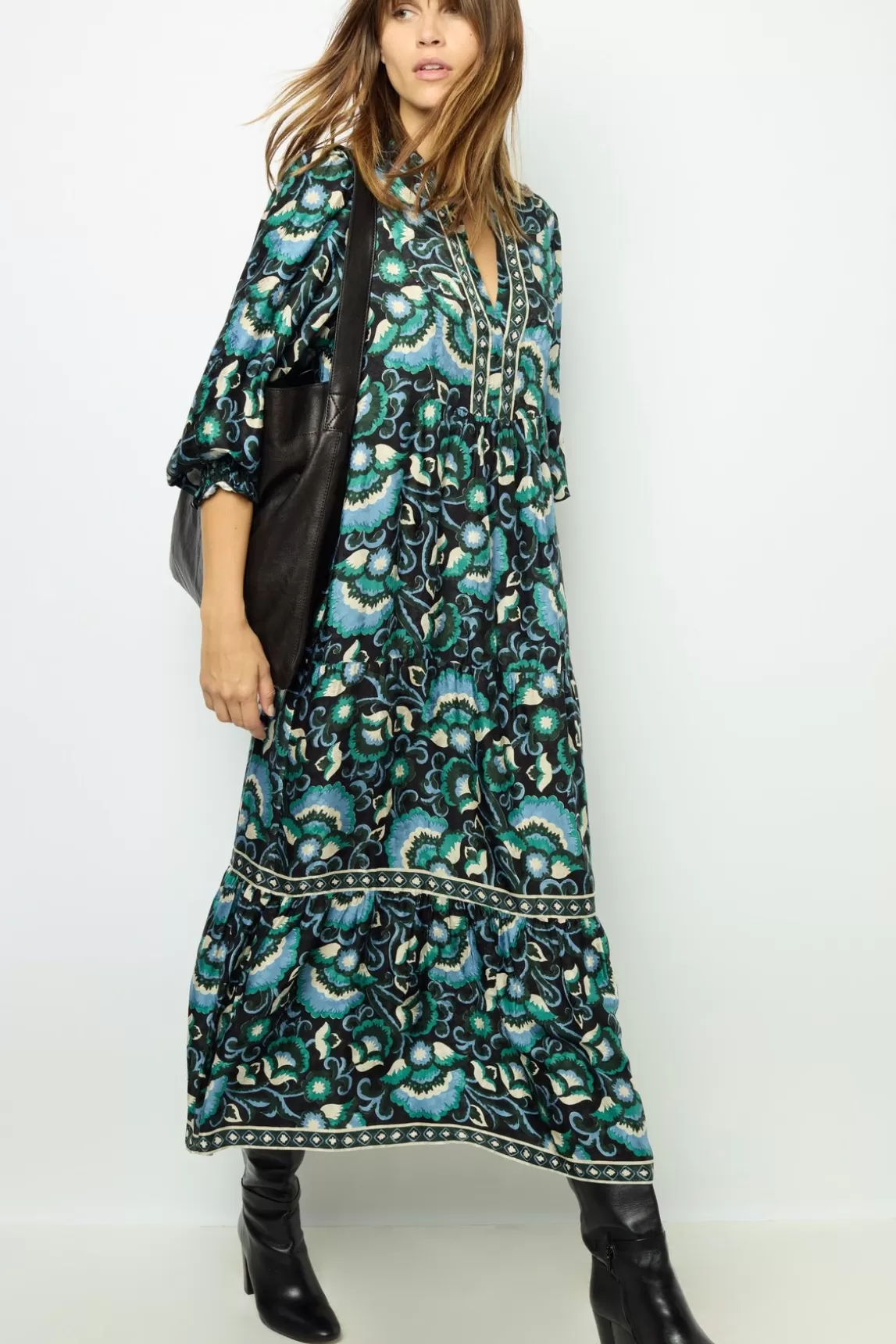 Store Gerard Darel Jacquard print midi dress - SANDA Vert