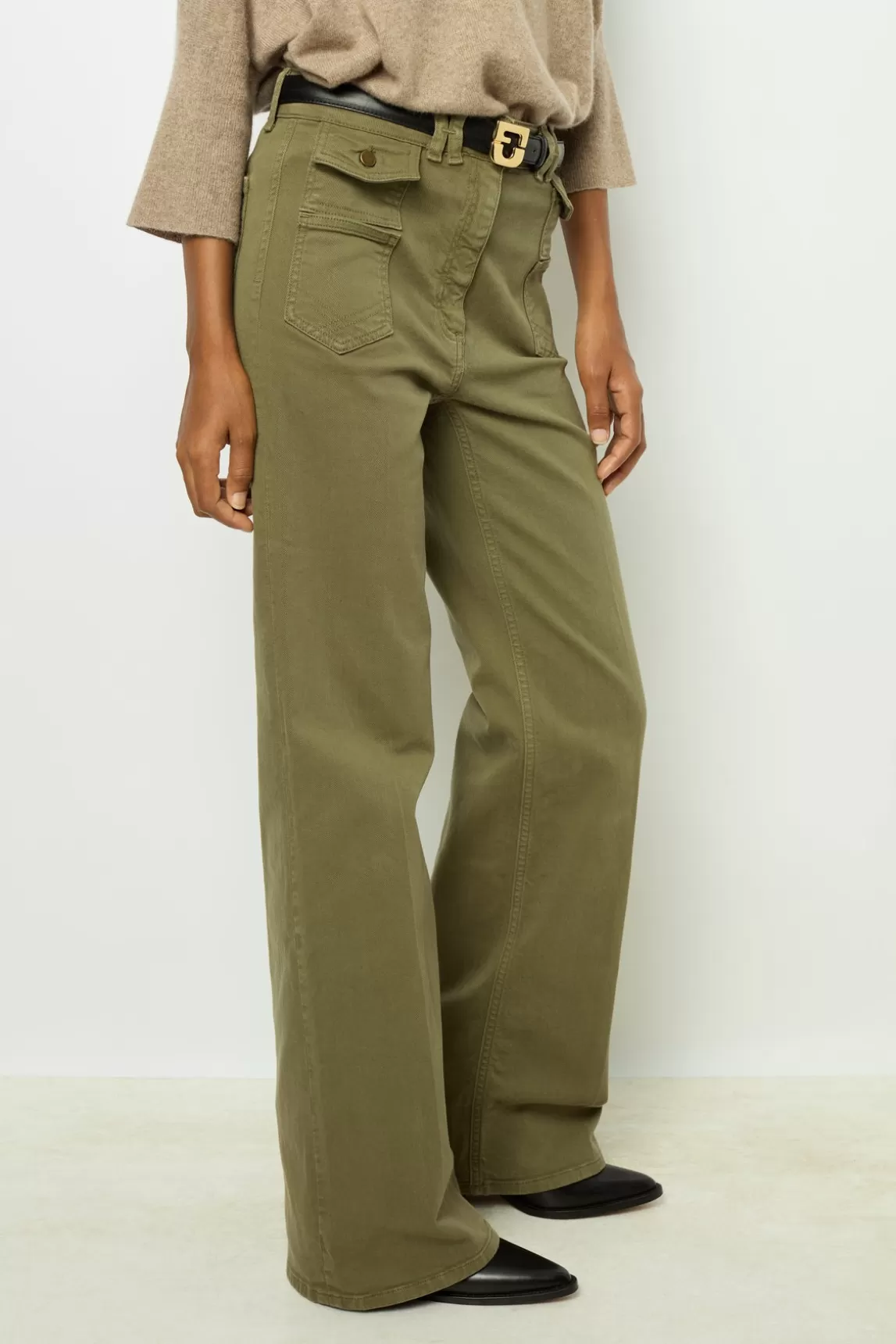 Hot Gerard Darel Khaki flared jeans - ANNA VertKaki