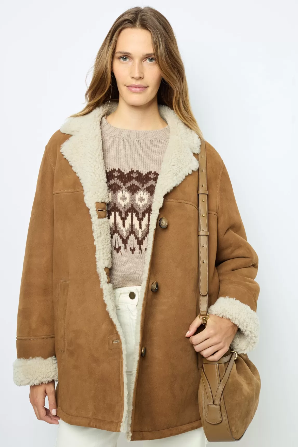 Best Gerard Darel 3/4 length shearling coat - LEONTINE Camel