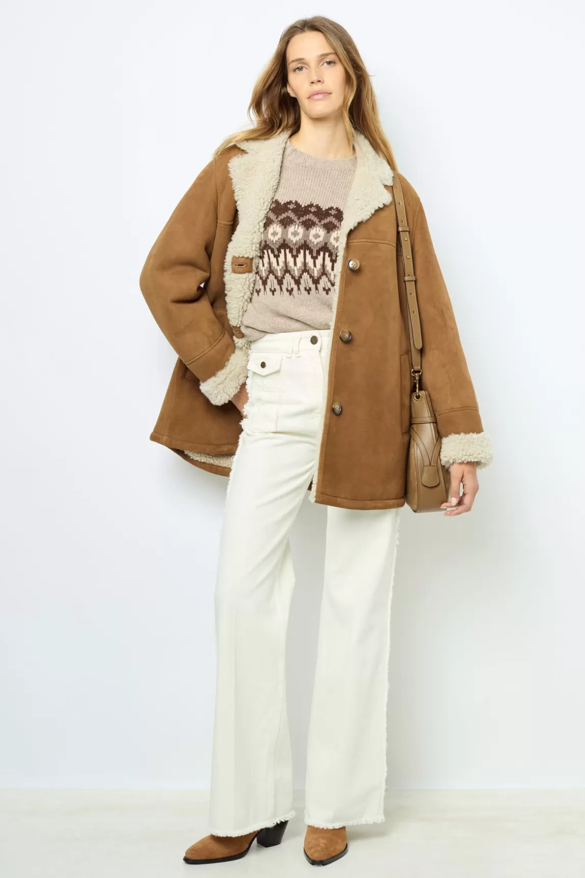 Best Gerard Darel 3/4 length shearling coat - LEONTINE Camel