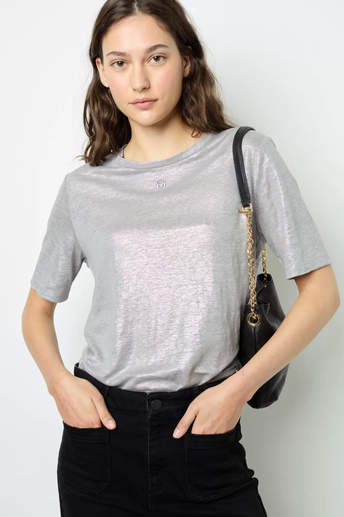 Store Gerard Darel Metallic-finish short sleeves T-shirt - AIDA GrisChiné