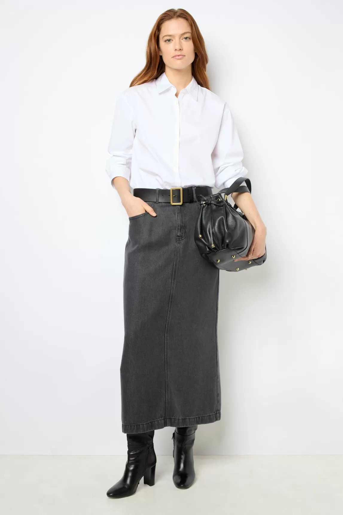 New Gerard Darel Midi denim skirt - CYBELIA anthracite