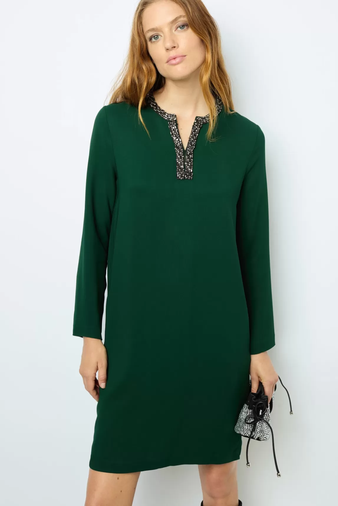 Best Gerard Darel Mini dress with jewel collar - STERNA Vertfoncé