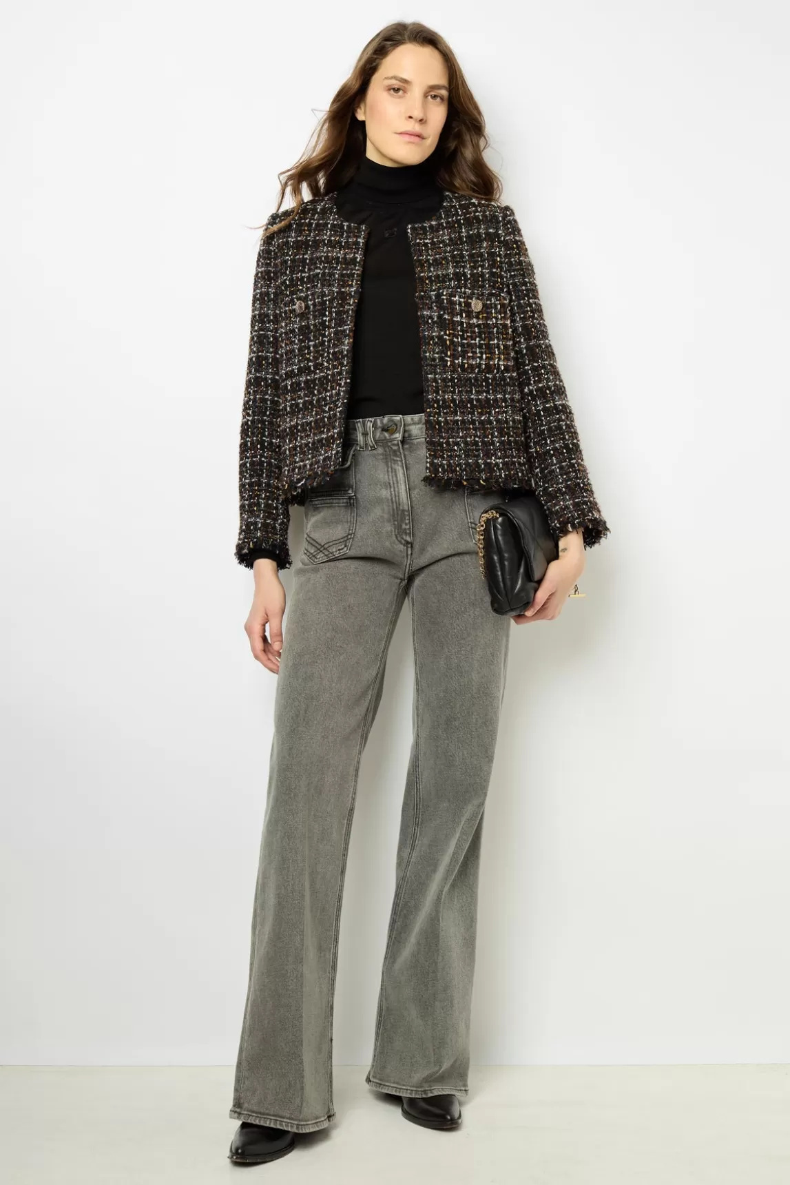 Best Sale Gerard Darel Multi-colored tweed jacket - MATHILDA Noir