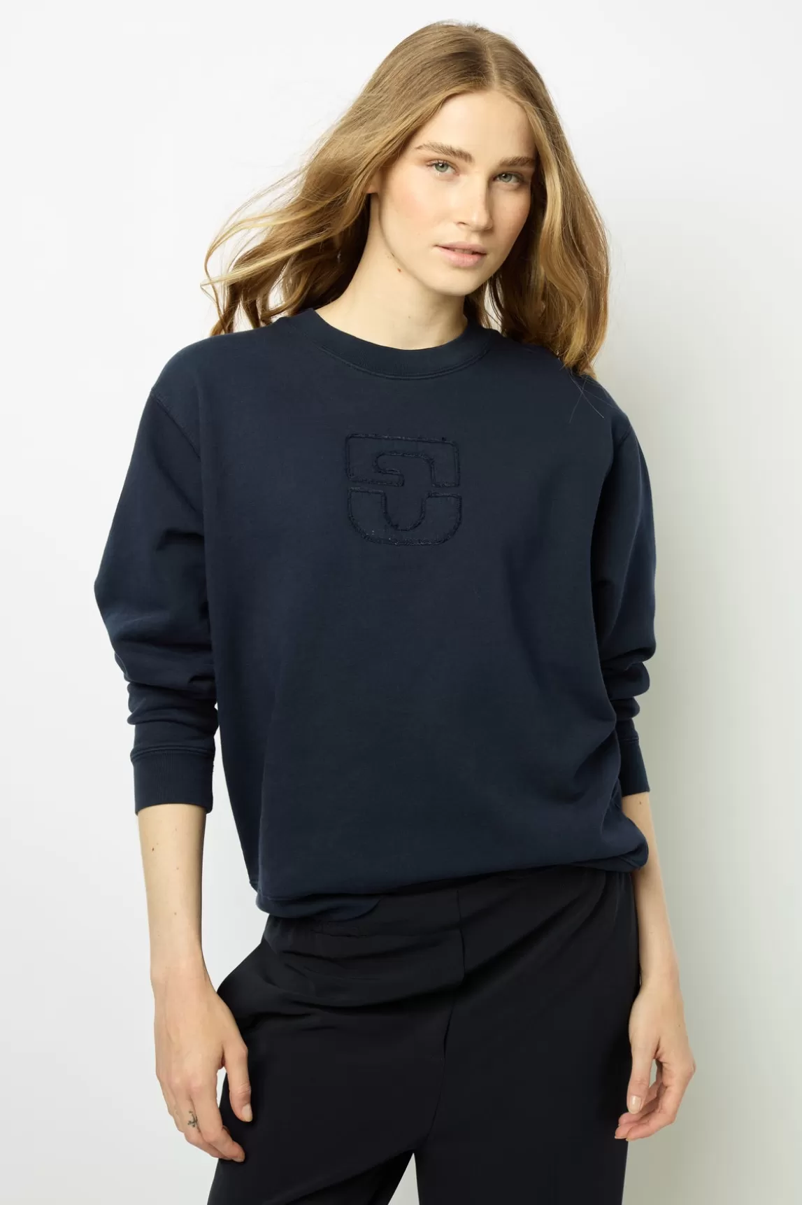 Best Gerard Darel Navy blue logo sweatshirt - ADRIENNE Marine