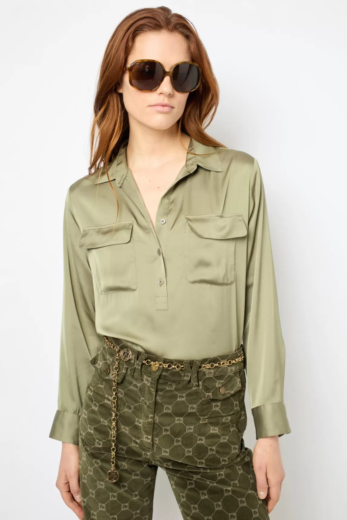 Online Gerard Darel Plain satin blouse - BRIGITTE Kakimoyen