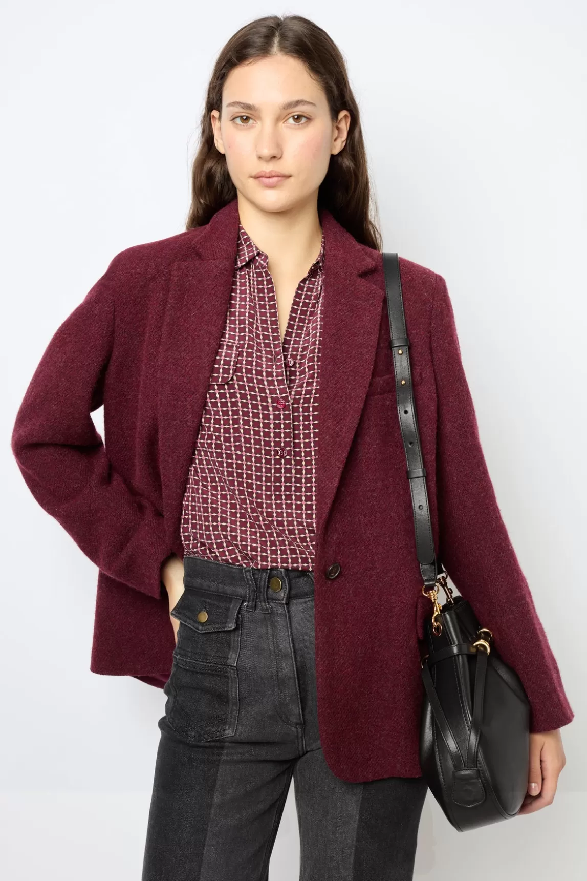 Outlet Gerard Darel Plain wide jacket - MARINE Bordeaux