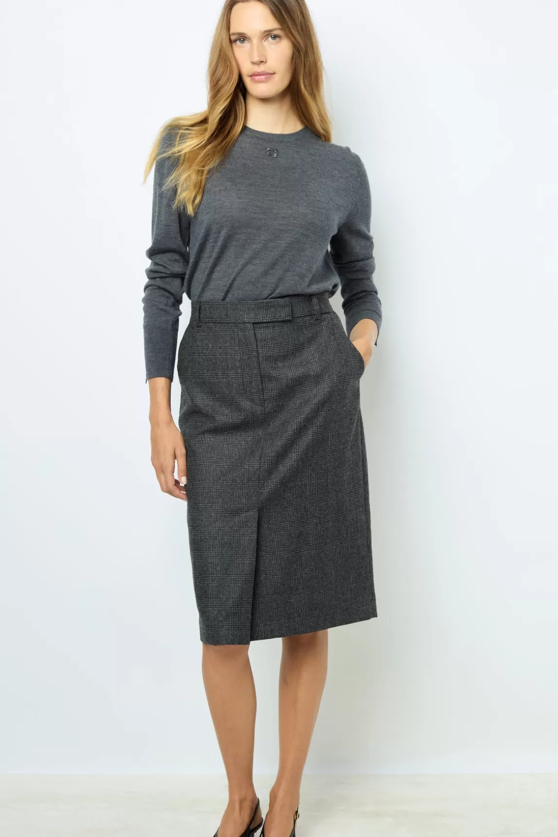 Sale Gerard Darel Prince of Wales straight skirt - CAHINA anthracite