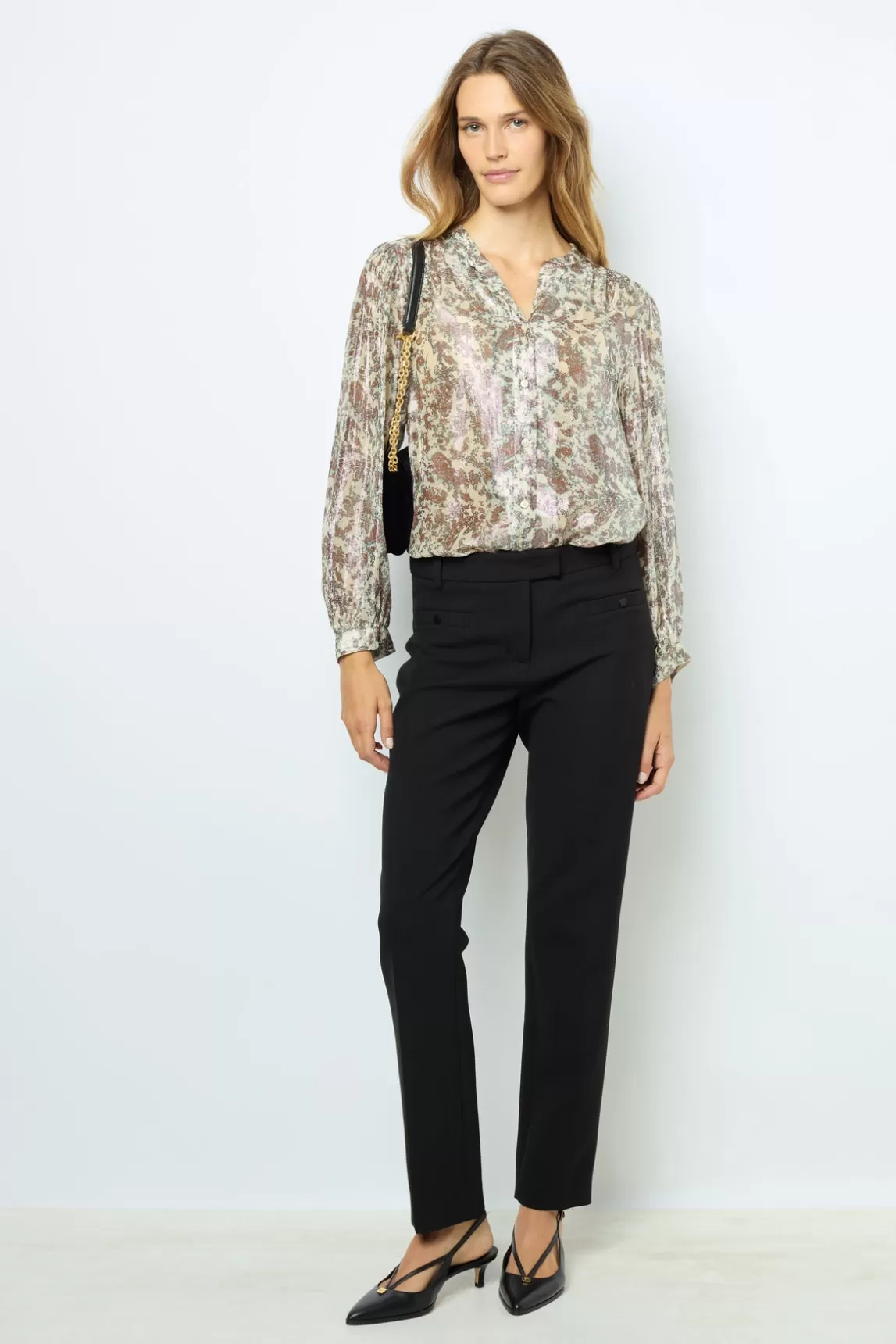 Shop Gerard Darel Print blouse with lurex - BASYLL Naturel